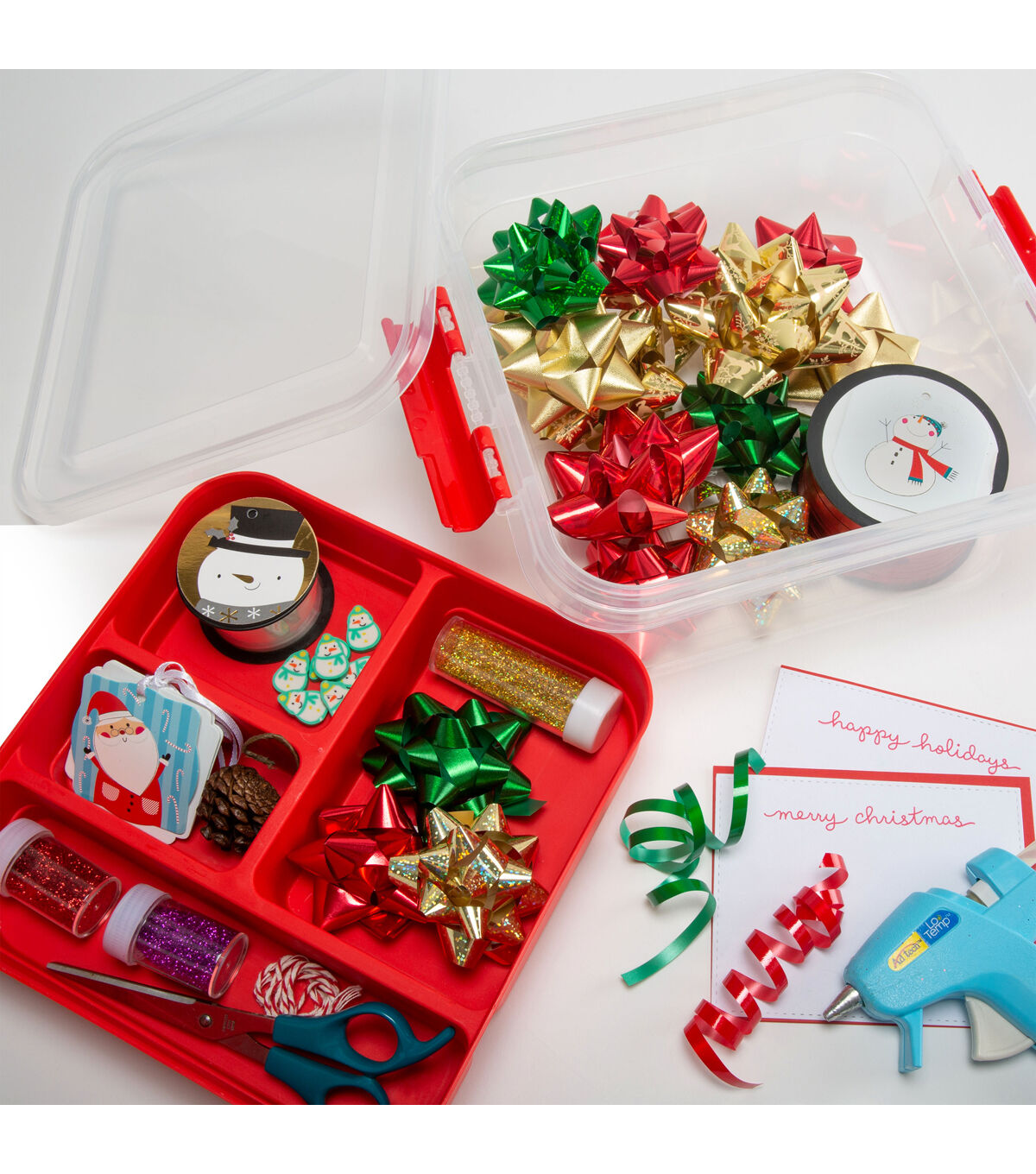 Simplify 9.5 x 4.5 Red 5 Compartment Gift Supply Storage Box