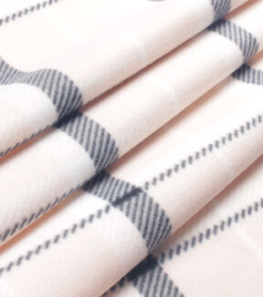 Peach Black Plaid Blizzard Fleece Fabric