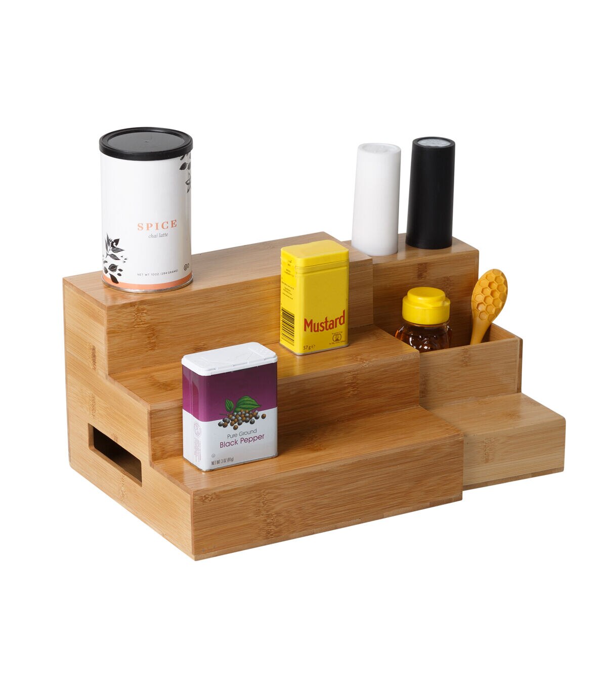Honey Can Do 6 Natural Bamboo Expandable 3 Tier Spice Rack