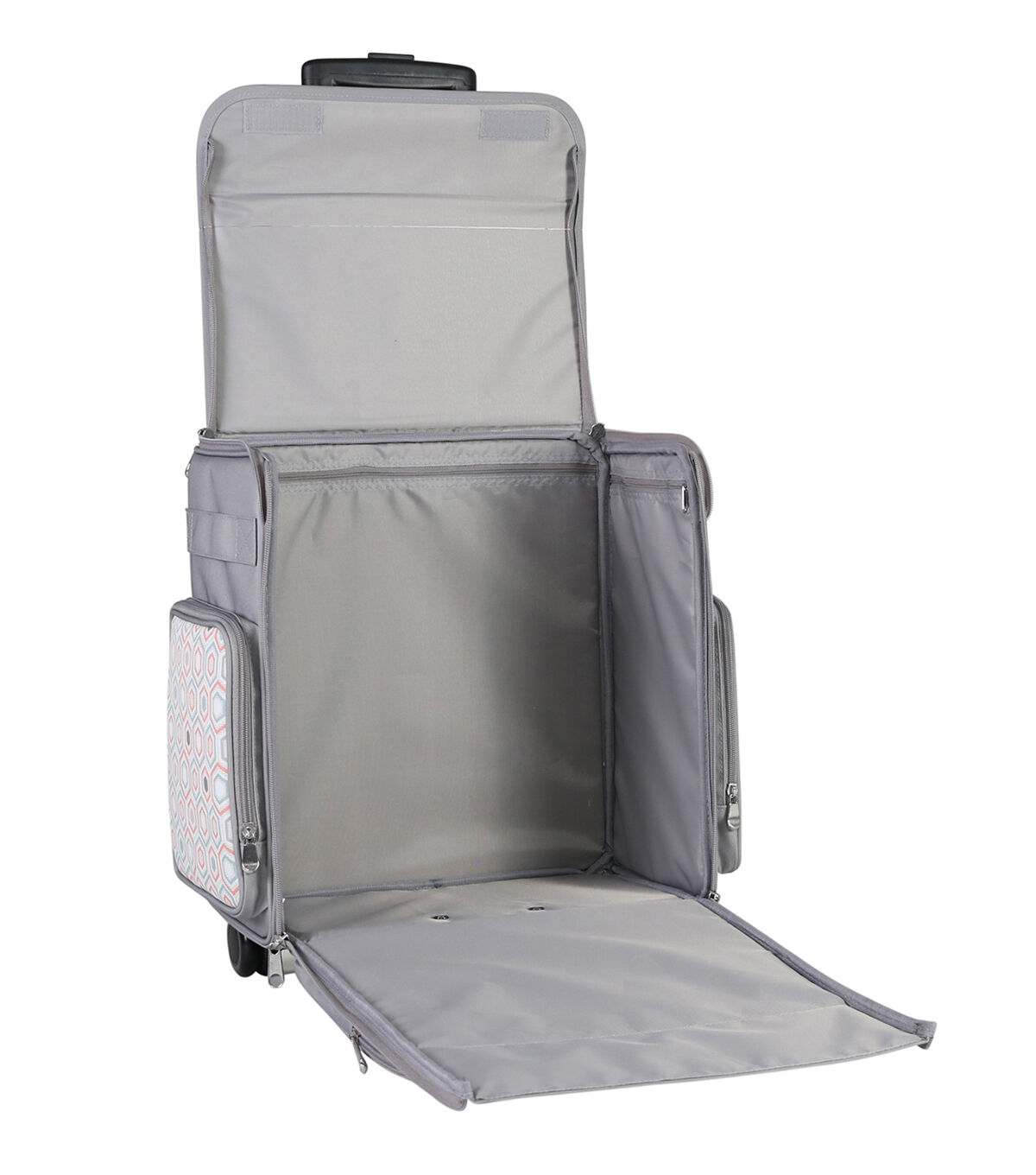 Everything Mary 15.5 Gray Hexagon Collapsible Rolling Craft Tote