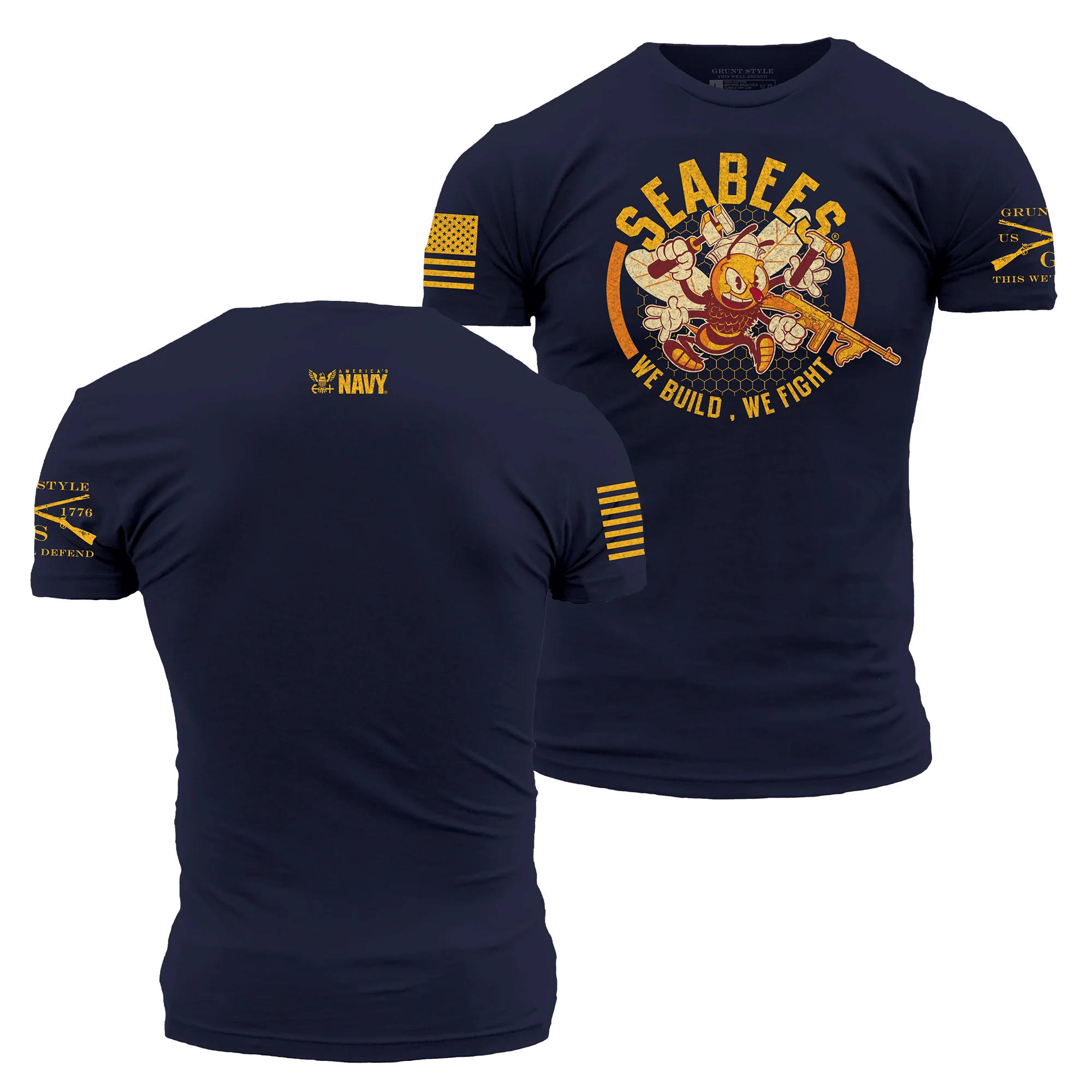 USN - We Build, We Fight T-Shirt - Navy