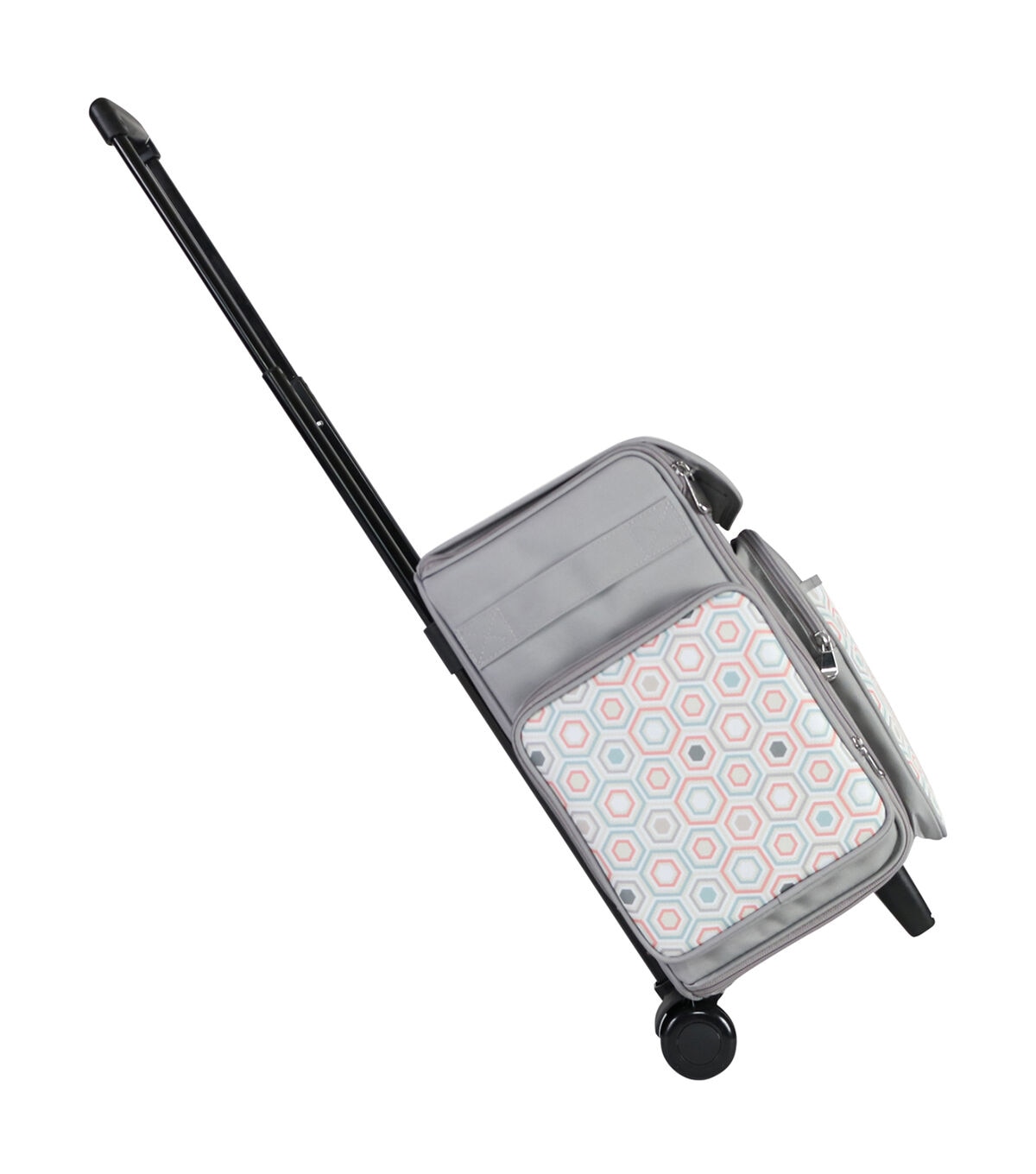 Everything Mary 15.5 Gray Hexagon Collapsible Rolling Craft Tote