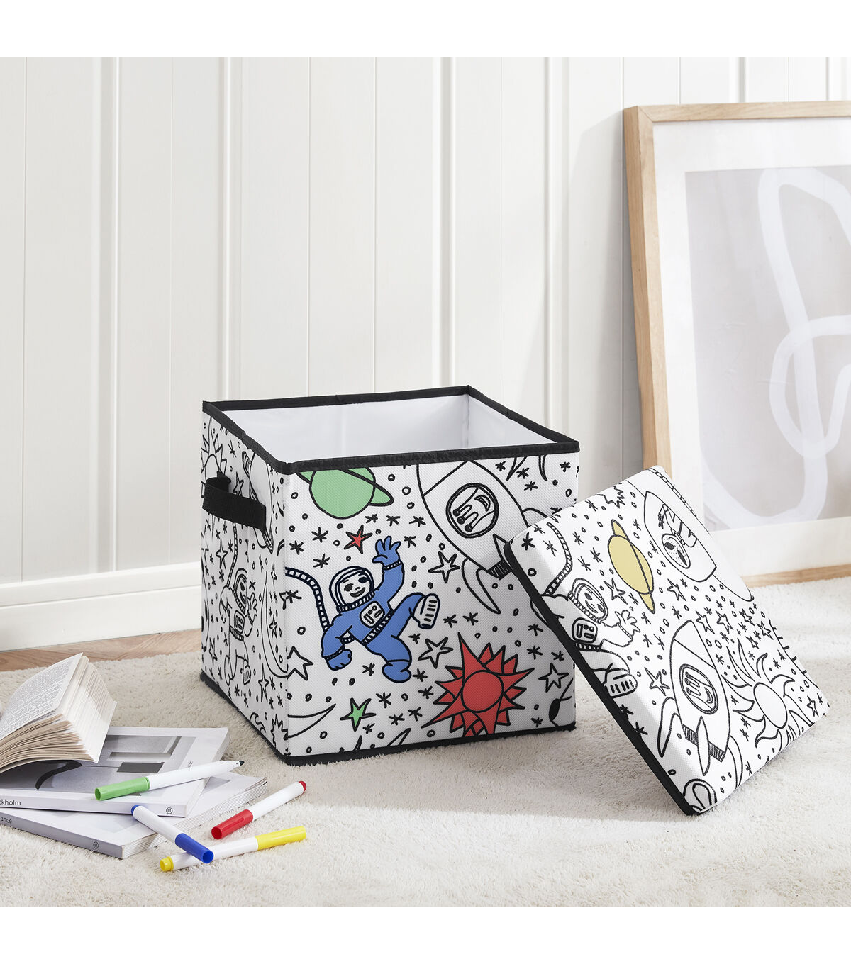 11 x 11 Outer Space Children’s Color In Storage Cube With Lid
