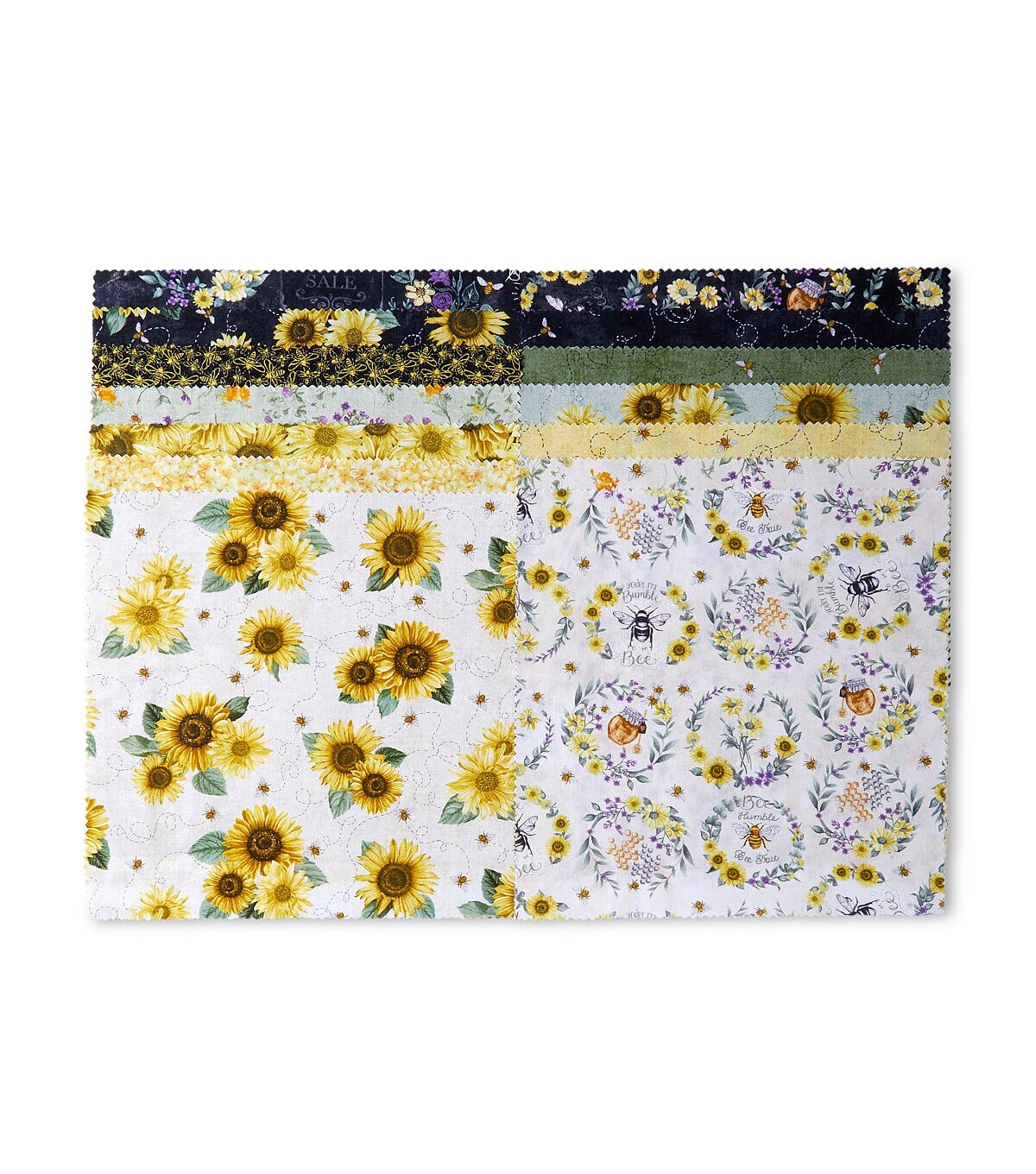 10 x 10Hi Fashion Batik Bees on White Cotton Fabric Squares 42pc