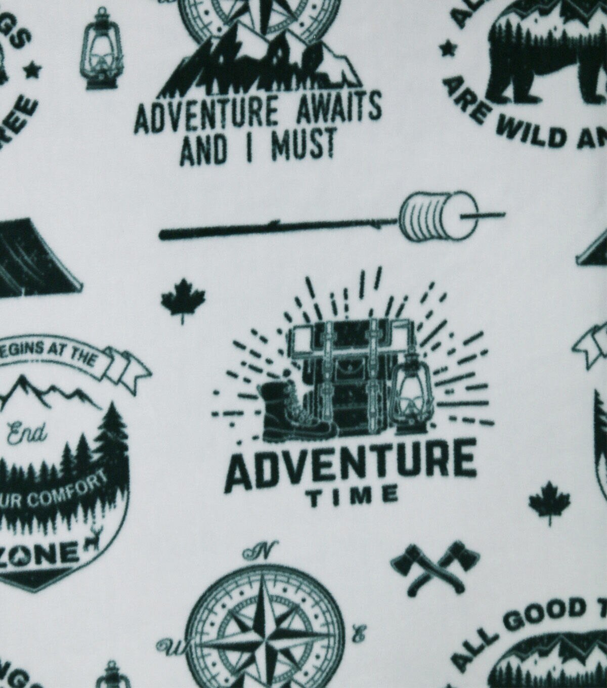 Comfort Zone Wilderness Badge on Gray Anti Pill Fleece Fabric