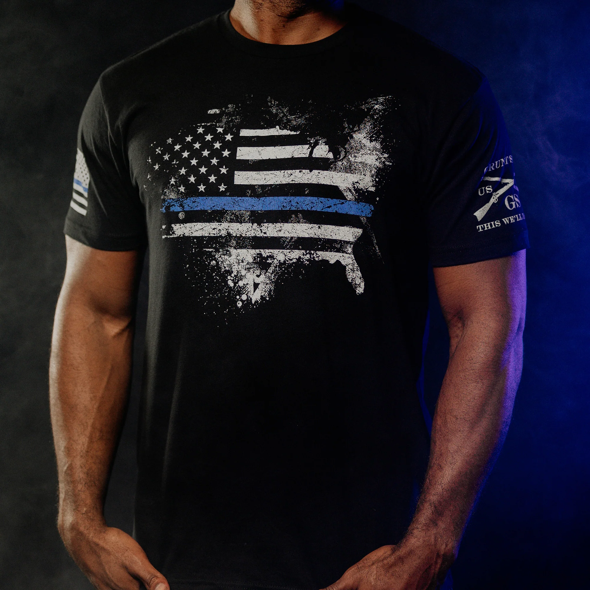 Blue Line American Acid T-Shirt - Black