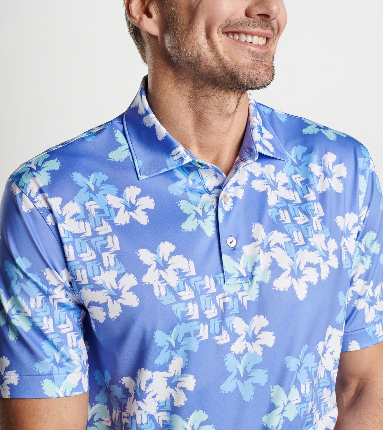 Abstract Floral Performance Jersey Polo