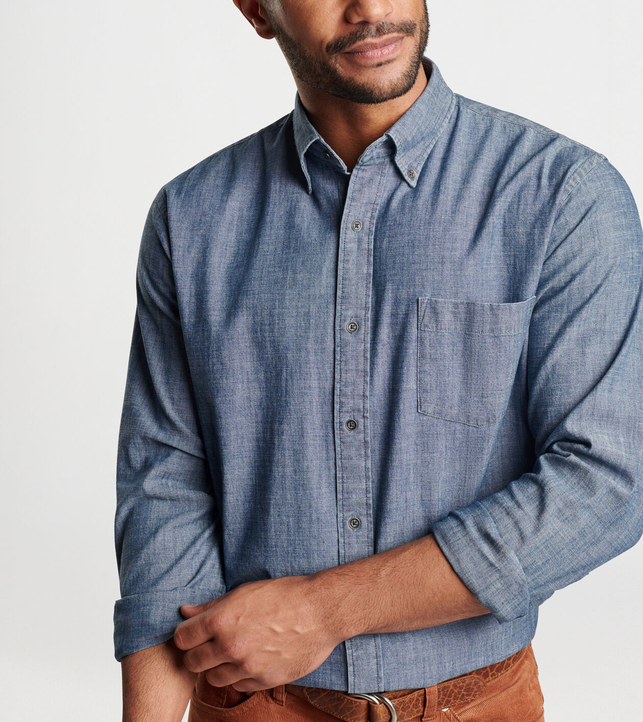 Tamworth Chambray Cotton-Stretch Sport Shirt