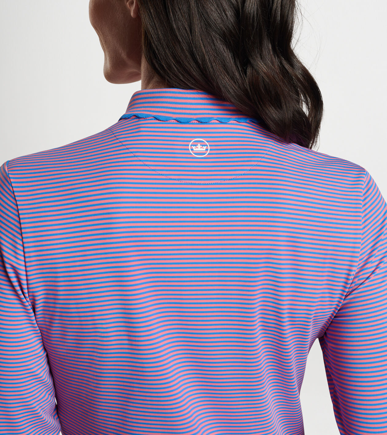 Vista Stripe Opal Long Sleeve Stretch Jersey Polo