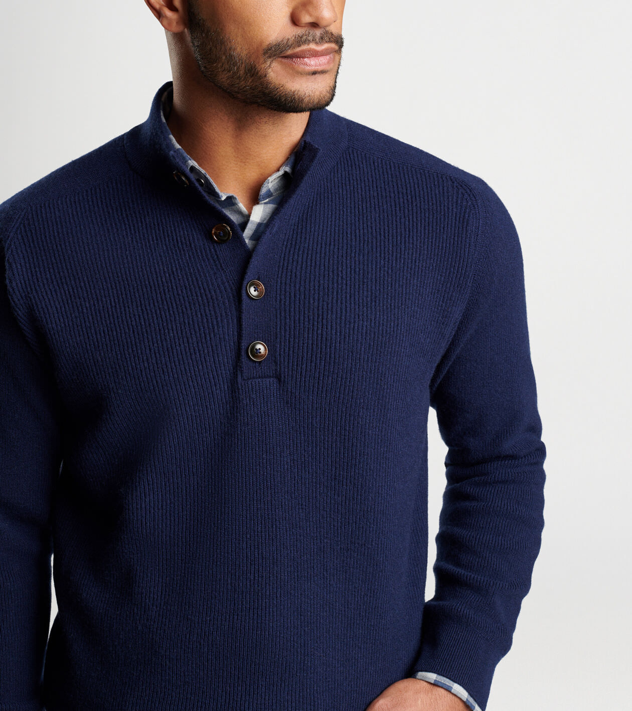 Ruxton Rib Button Mock Sweater