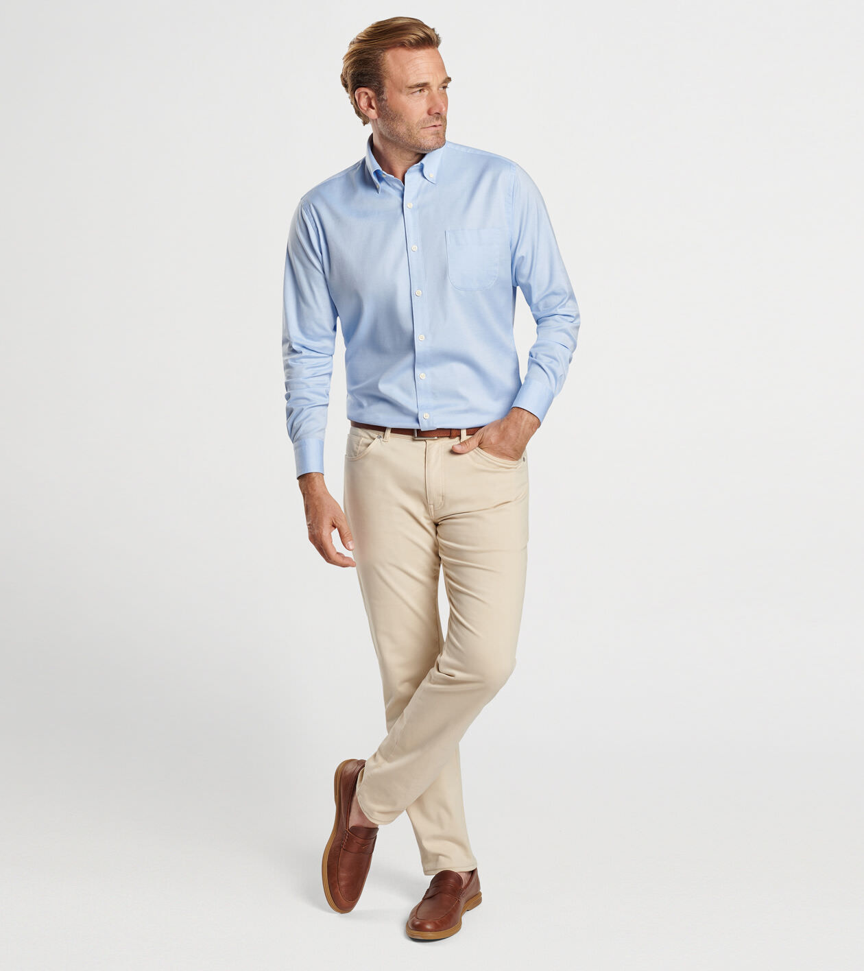 Campbell Perfect Pinpoint Cotton-Stretch Sport Shirt
