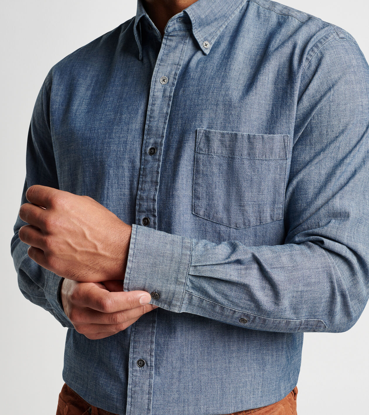 Tamworth Chambray Cotton-Stretch Sport Shirt