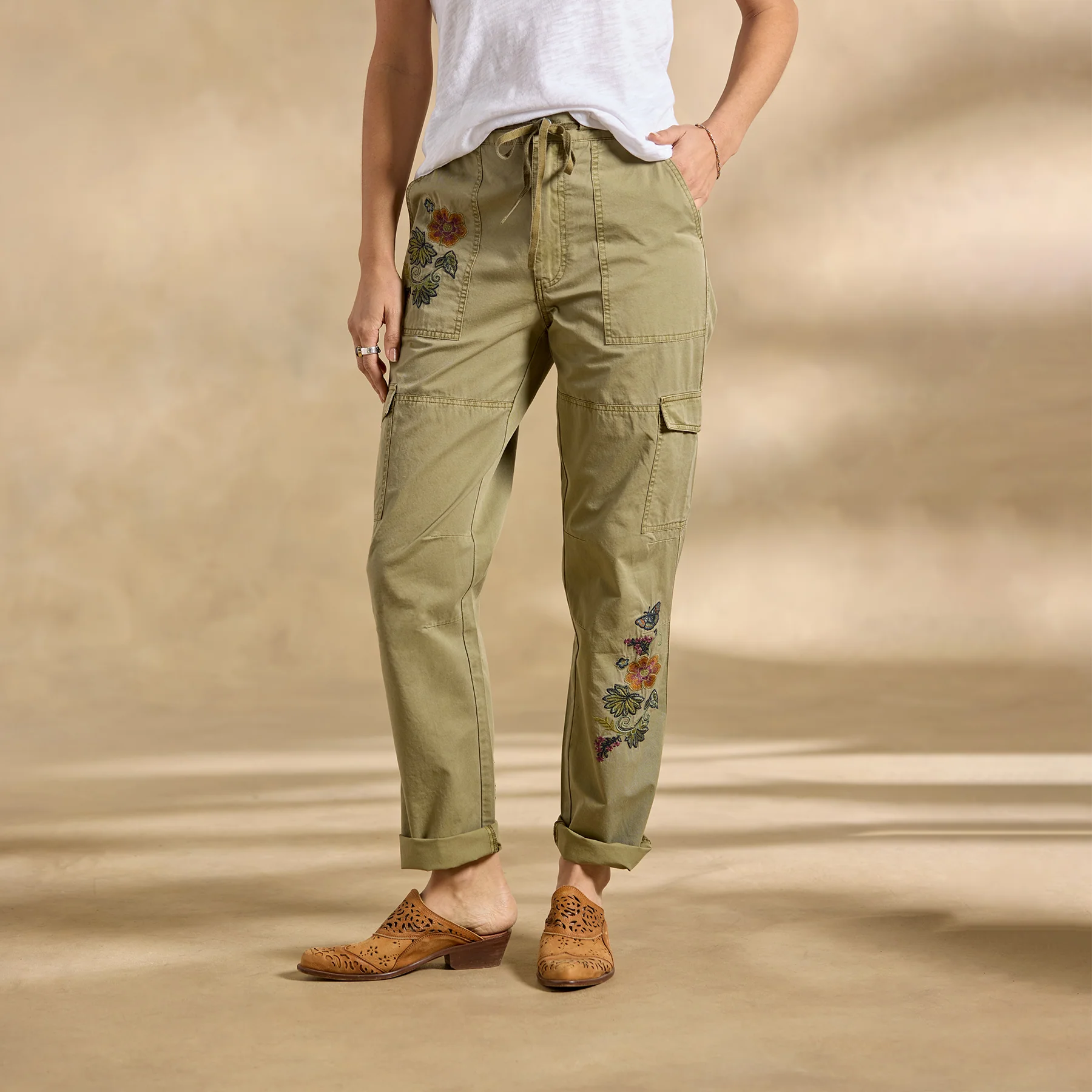 Starling Embroidered Pants, Petite