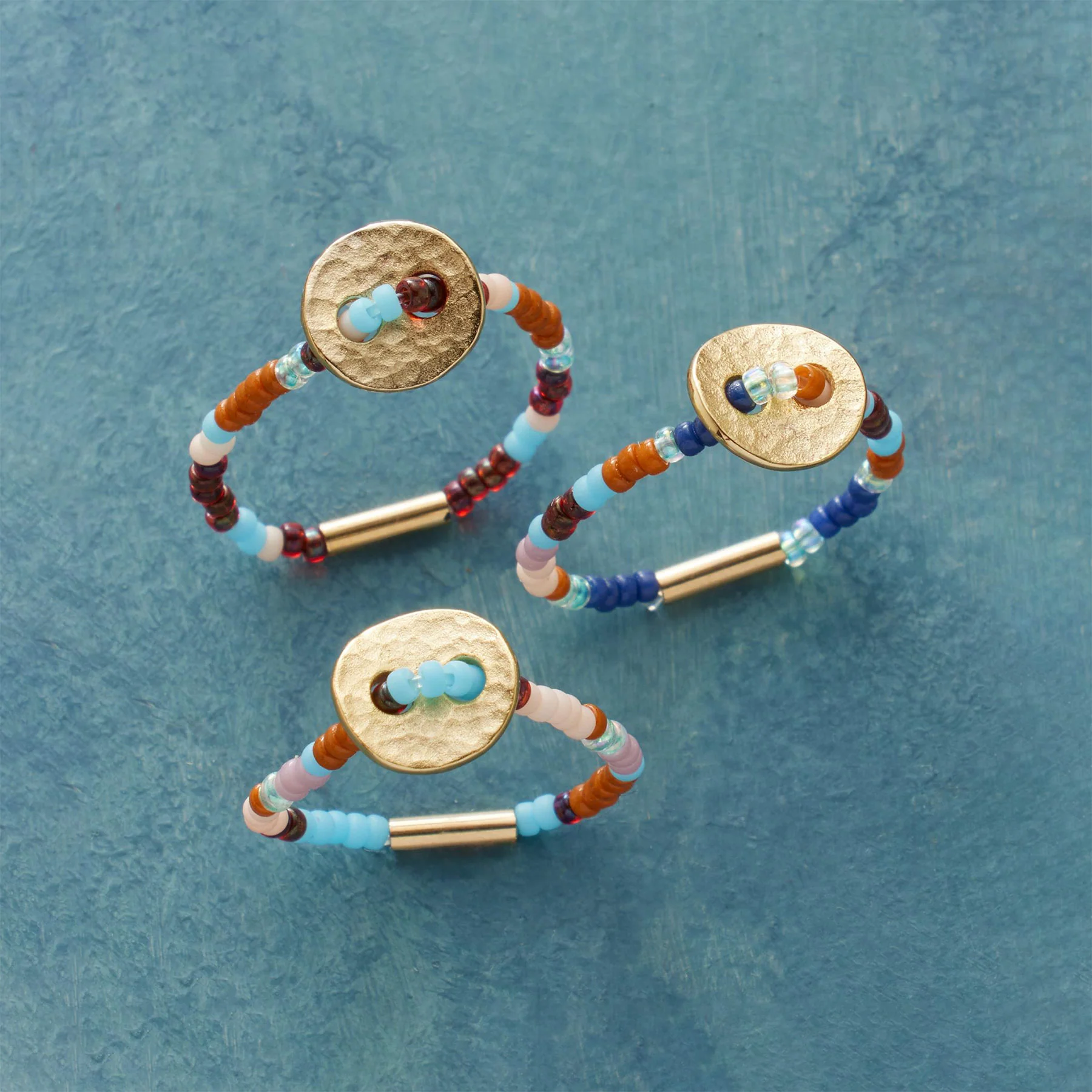 Boho Beaded Ring Trio