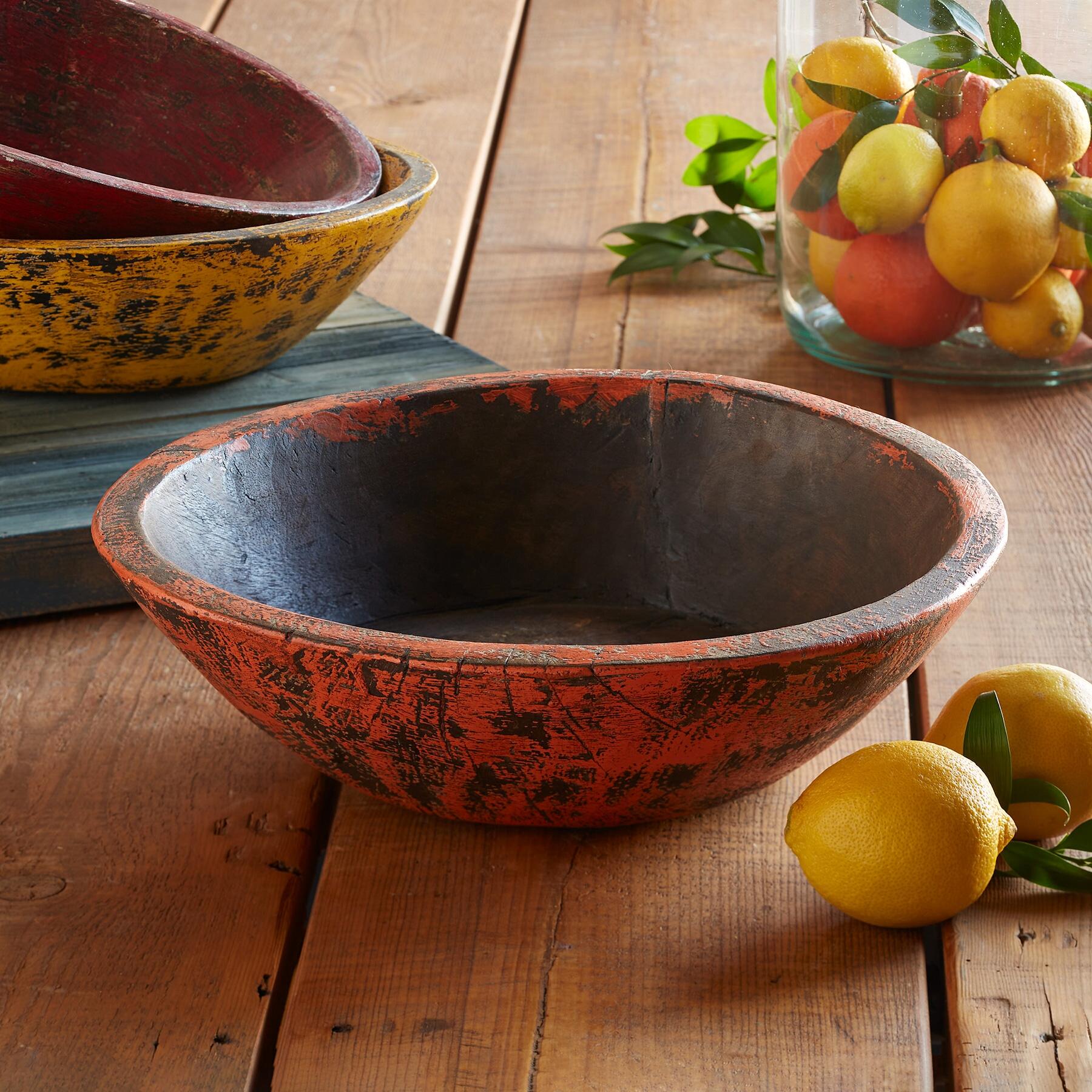 Folklore Orange Wooden Bowl
