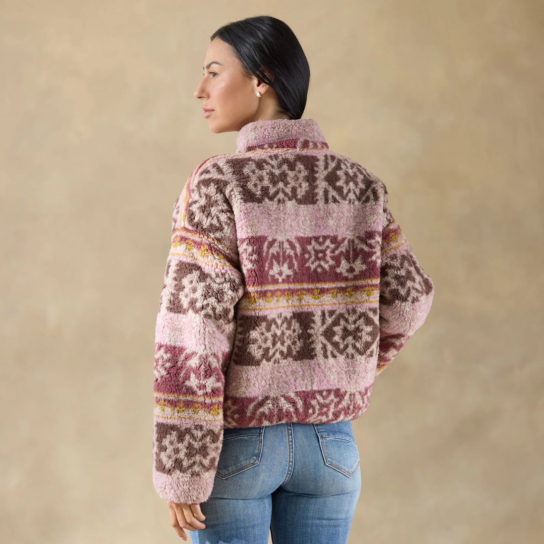 Printed Heidi Sherpa Pullover, Petite