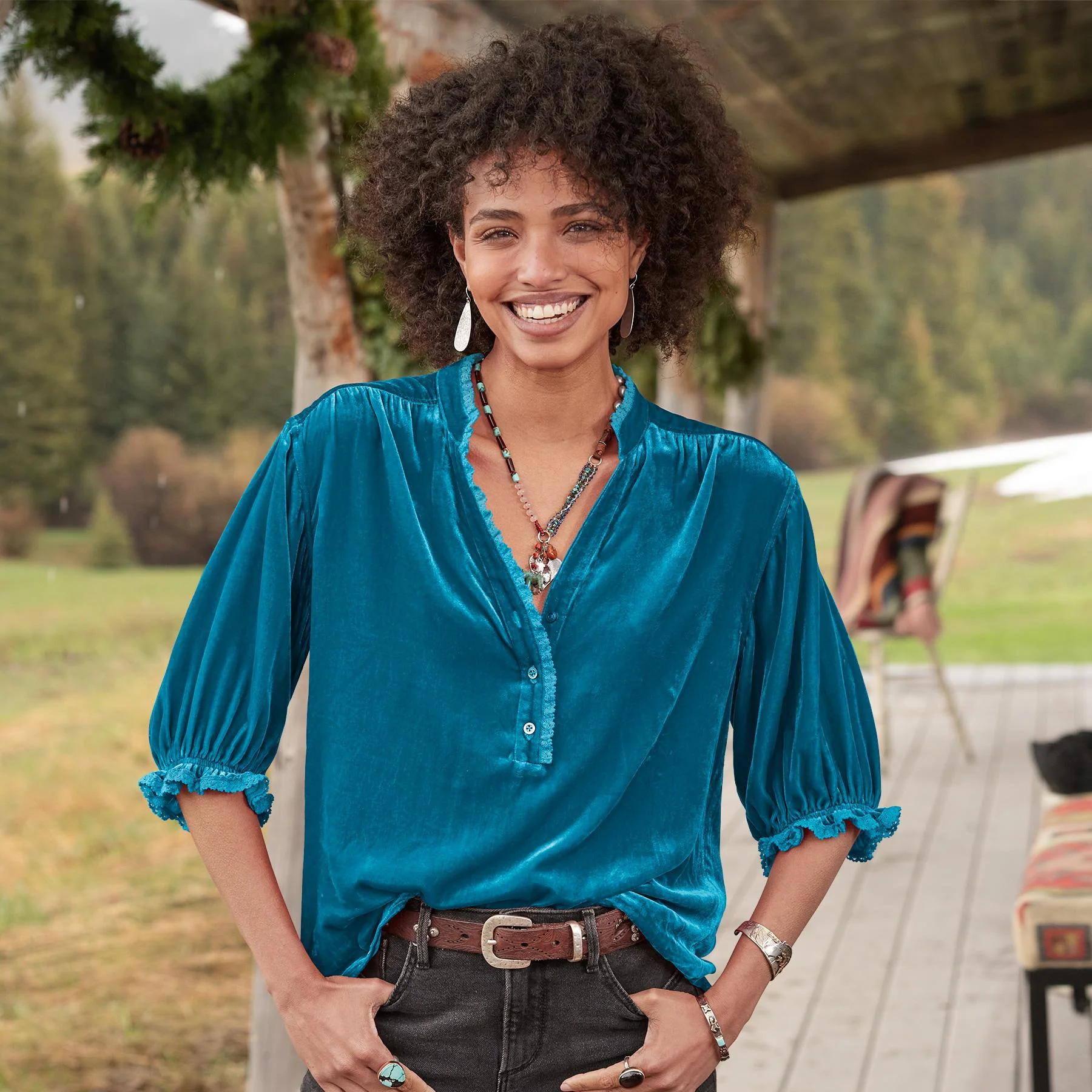 Romance Imagined Velvet Top, Petite