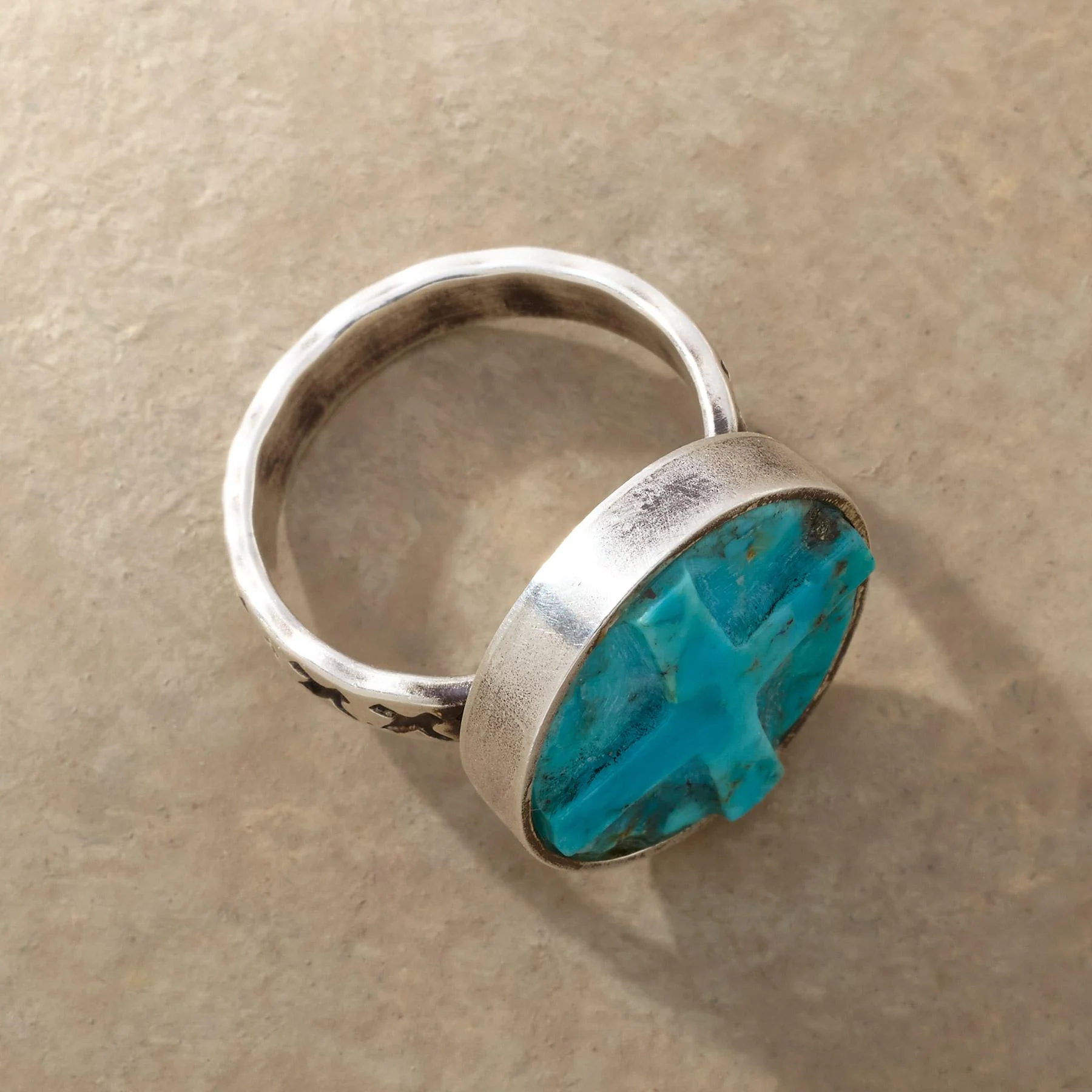 Carved Cross Ring