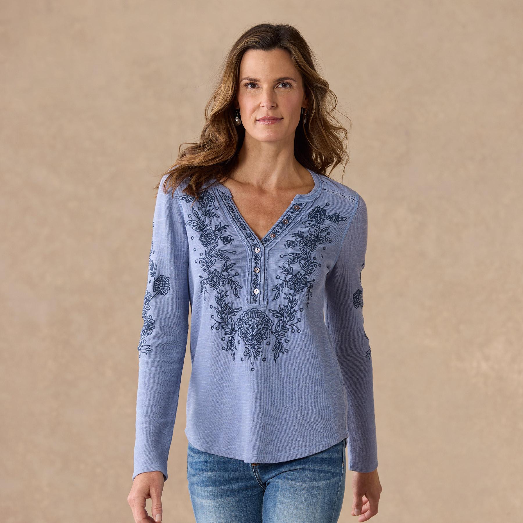 Artisan Floral Henley, Petite
