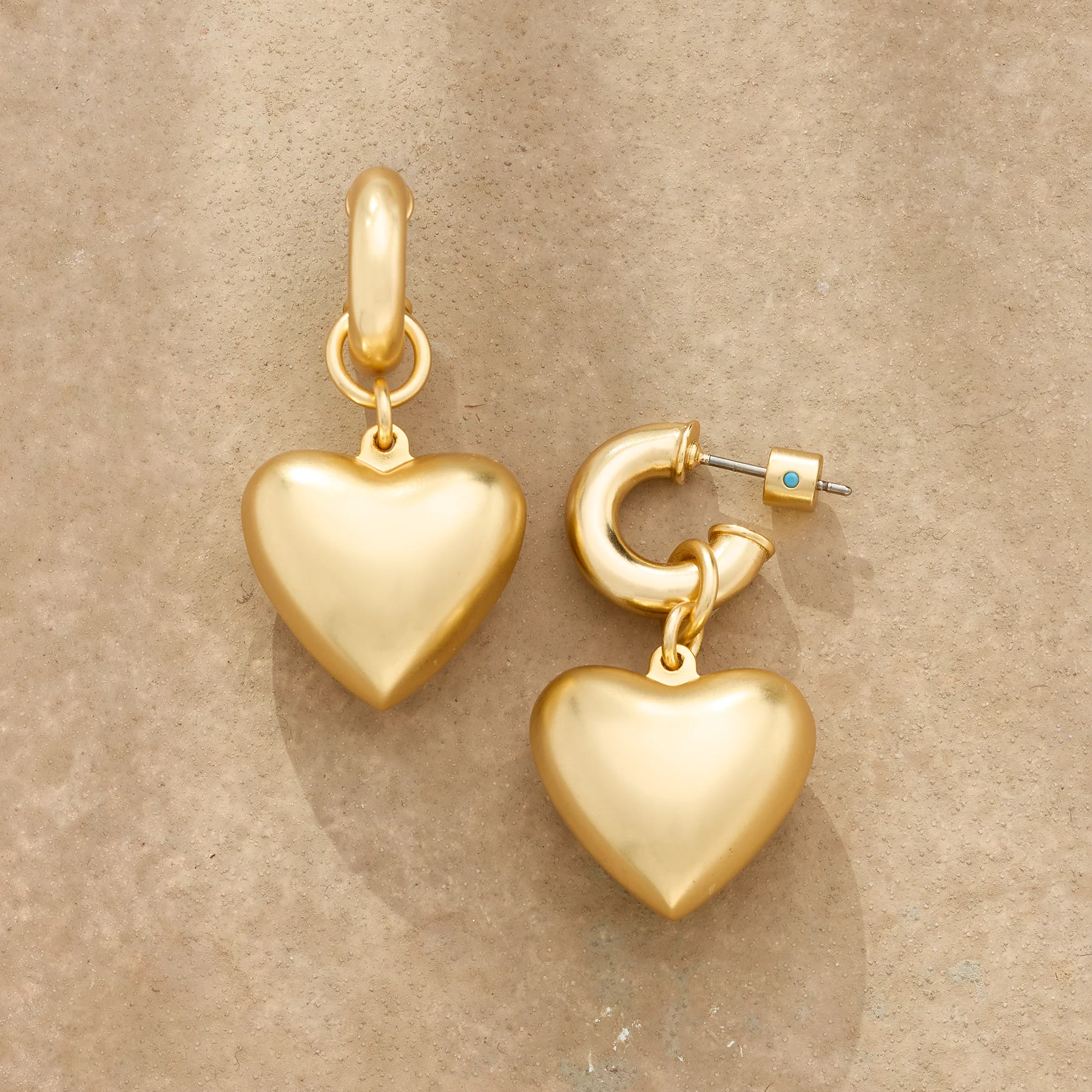 Gold Puffy Heart Earrings