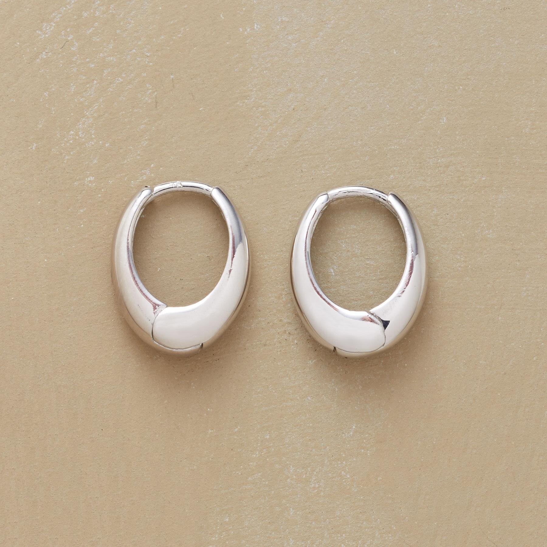 White Gold Oval Hoop Earrings