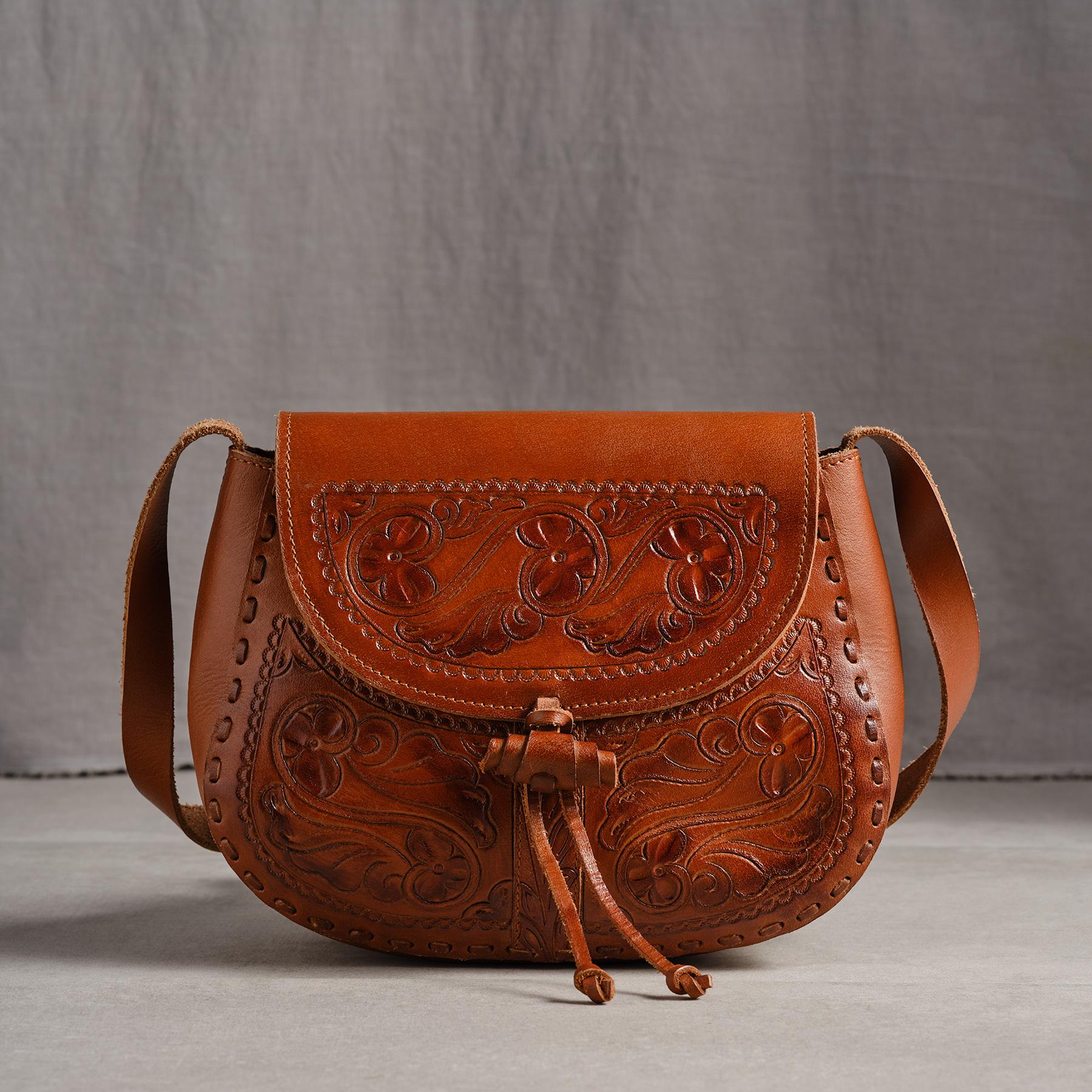 Tooled Garden Saddle Bag