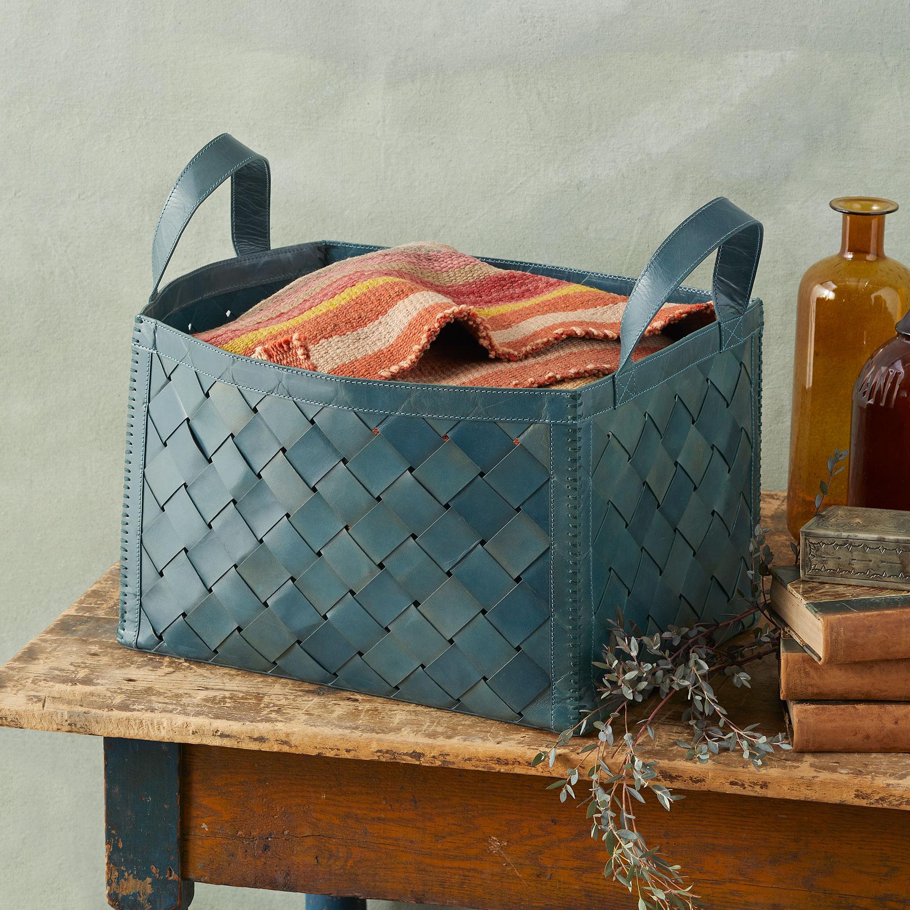 Tate Woven Leather Basket