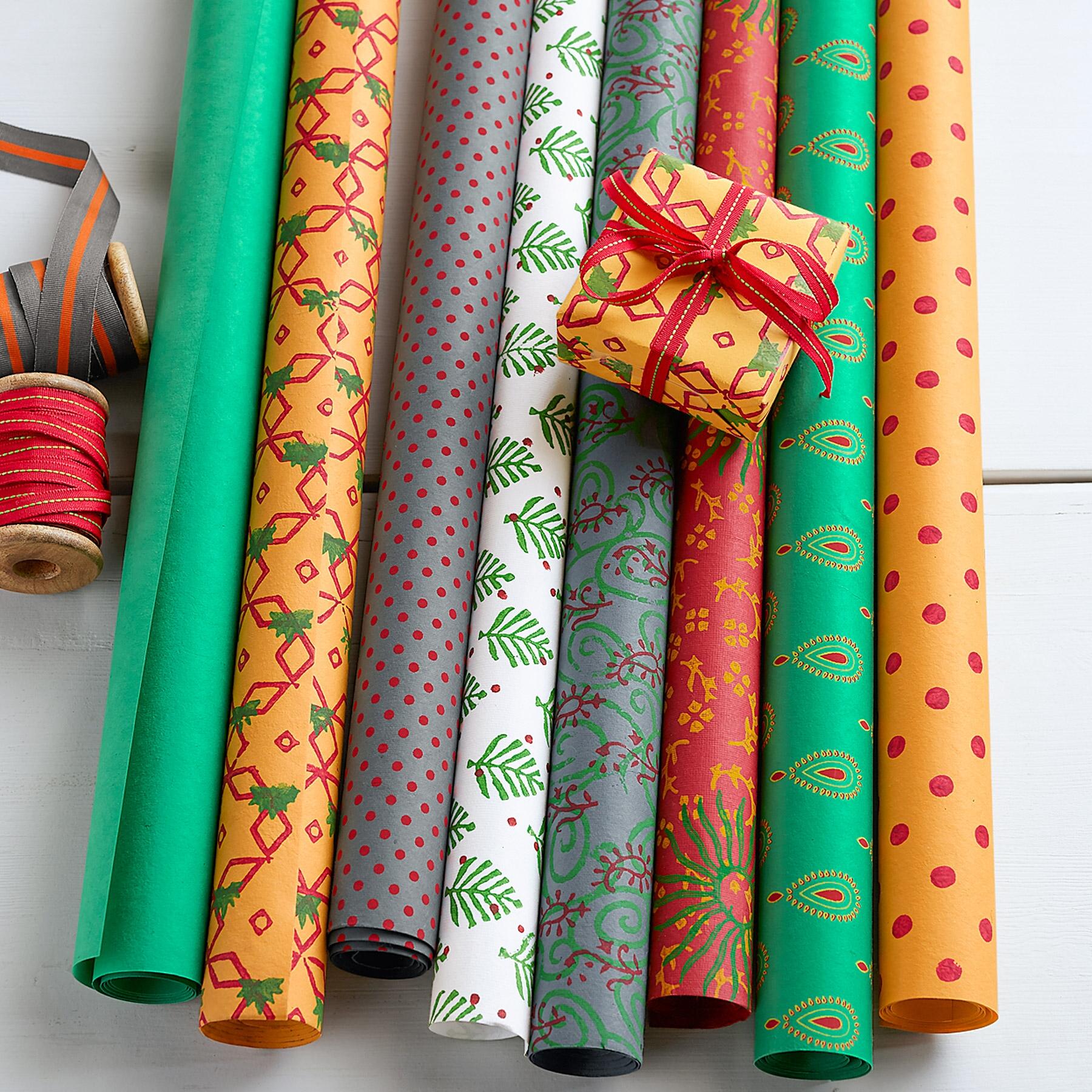 Festive Medley Wrapping Paper, Set Of 8