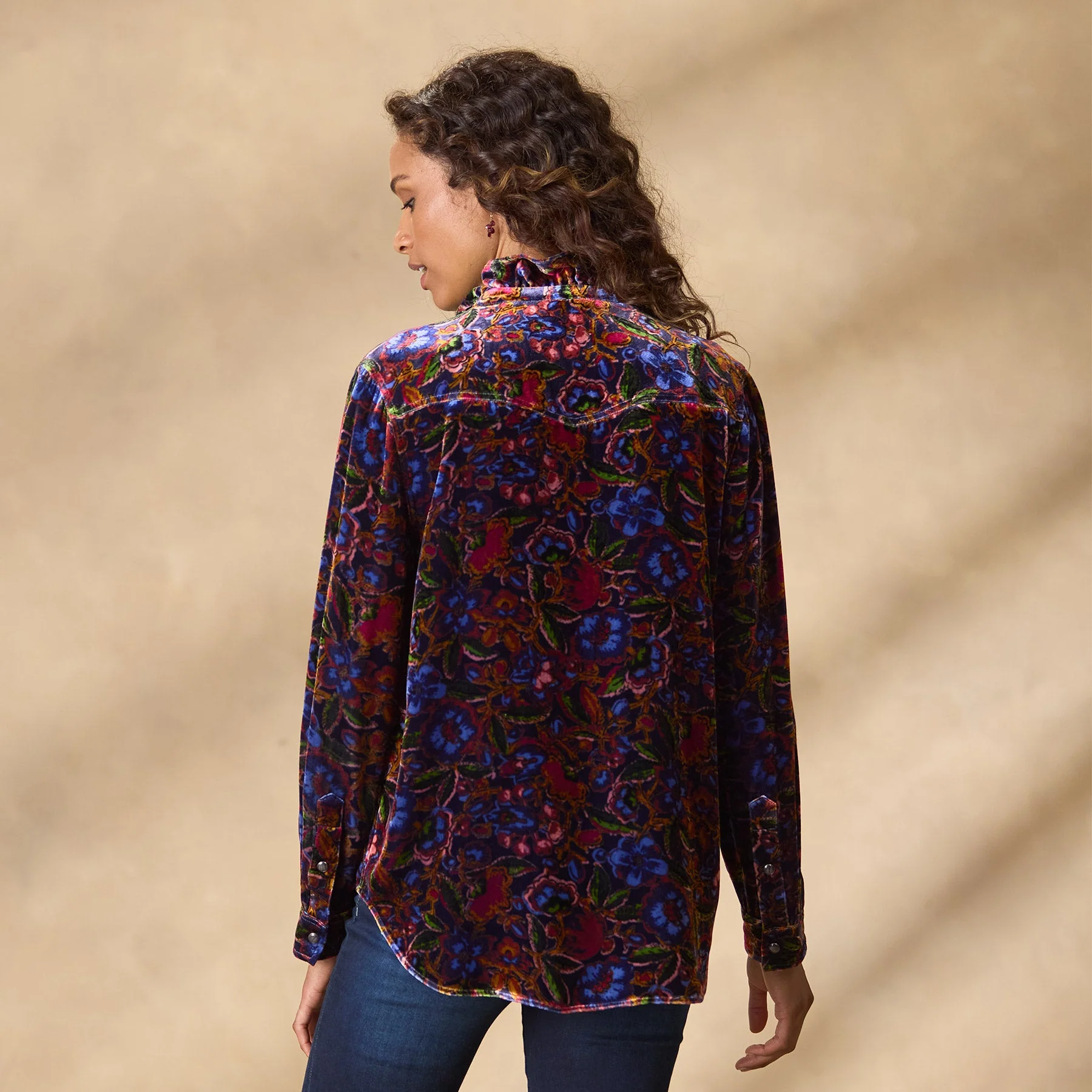 Gretel Floral Velvet Shirt, Petite