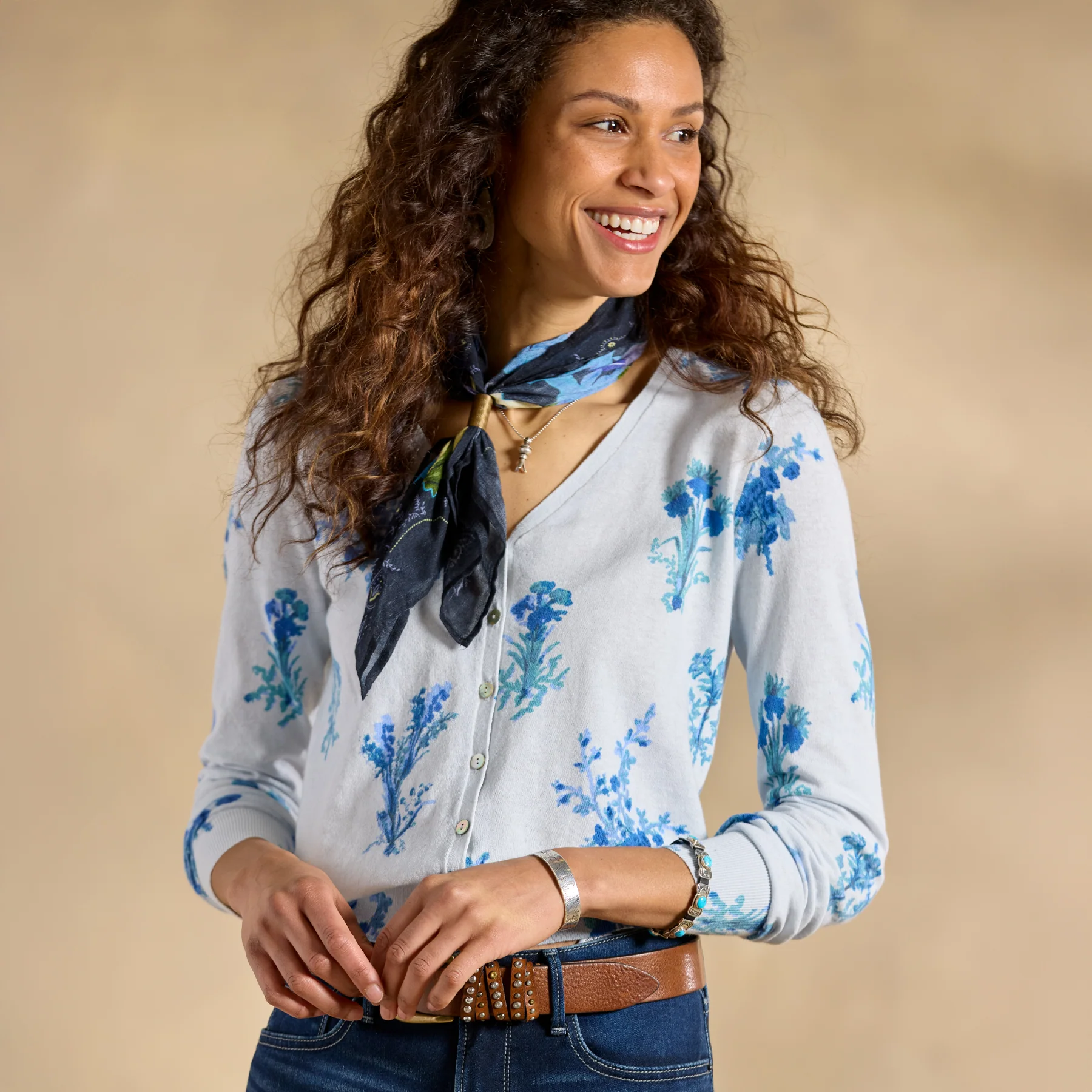 Larkspur Floral Cardigan, Petite