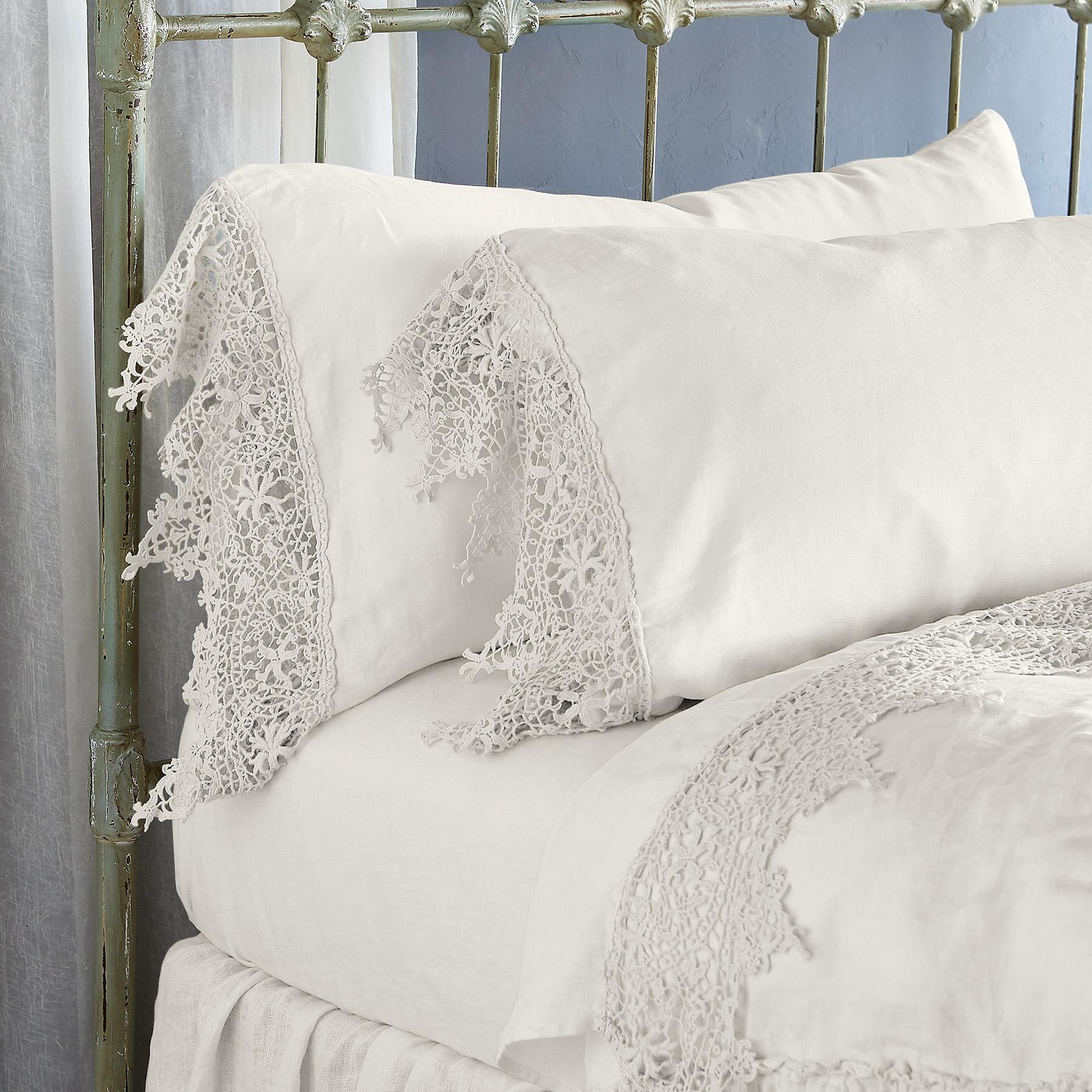 Gossamer Linen Lace Pillowcase