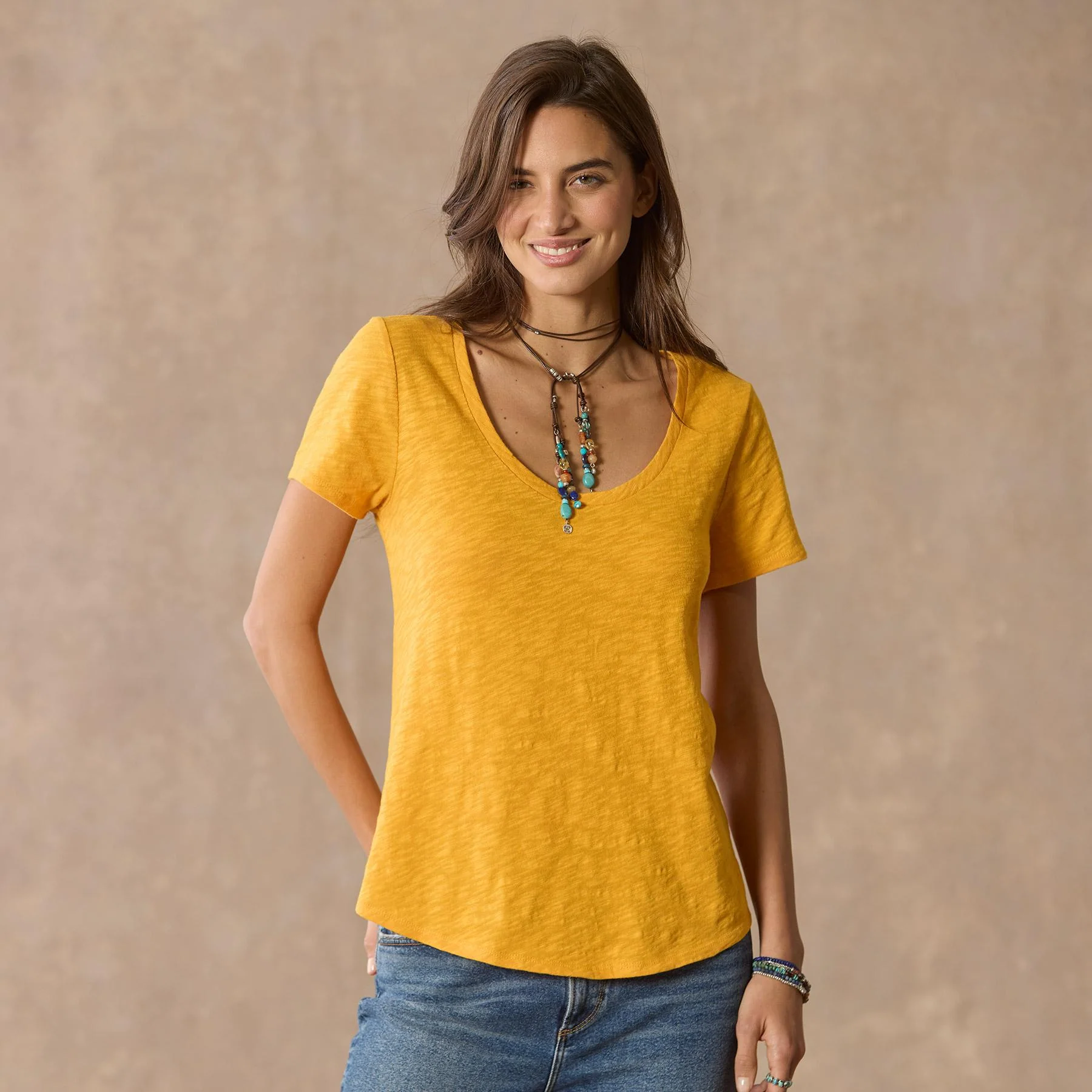 Ultimate Airy Slub Scoopneck Tee, Petite