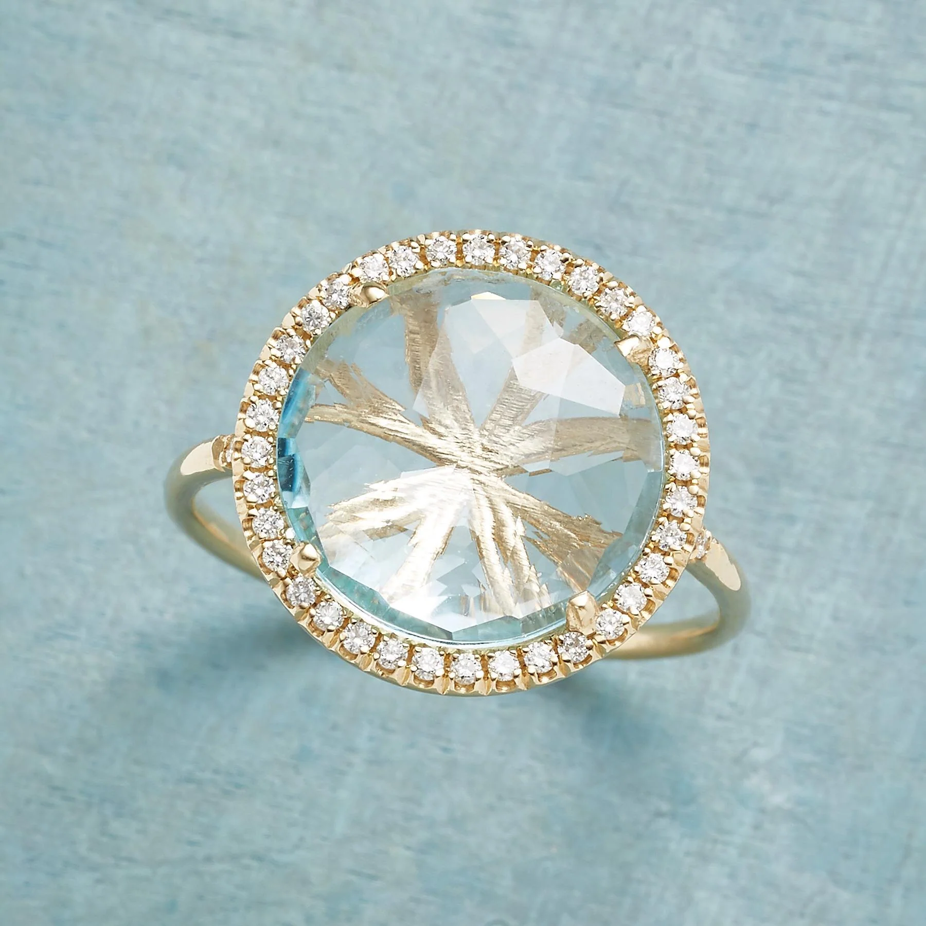 Diamond Halo Topaz Ring