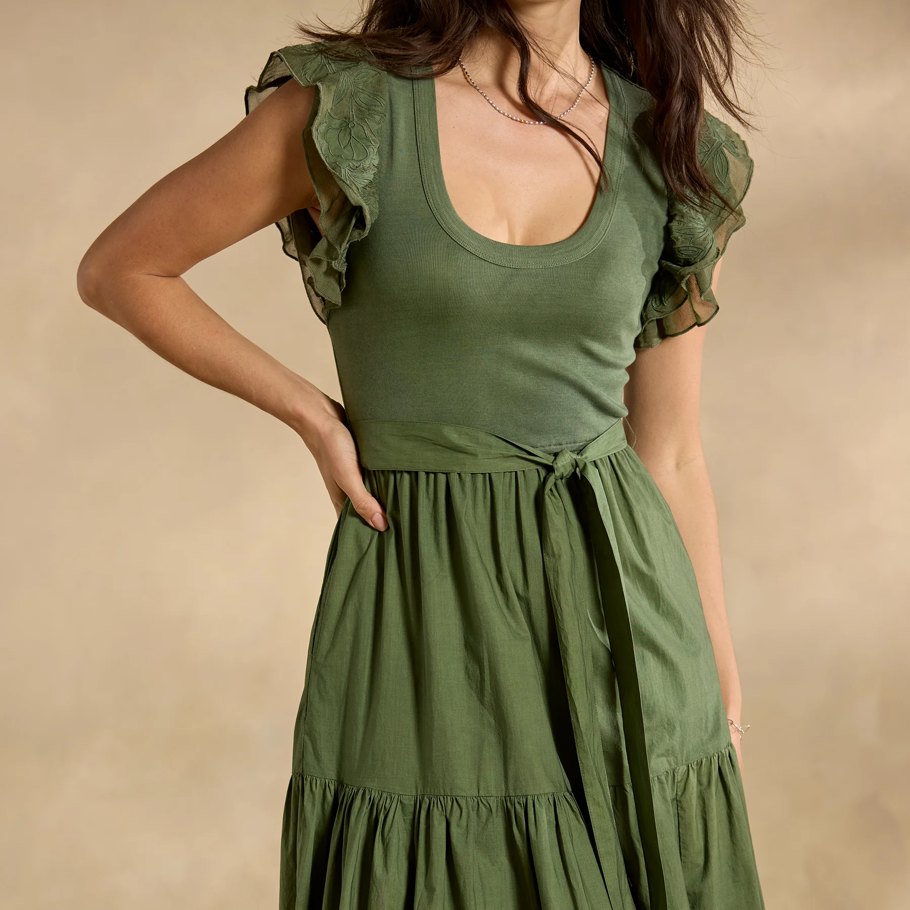 Madera Mixed-Media Dress, Petite