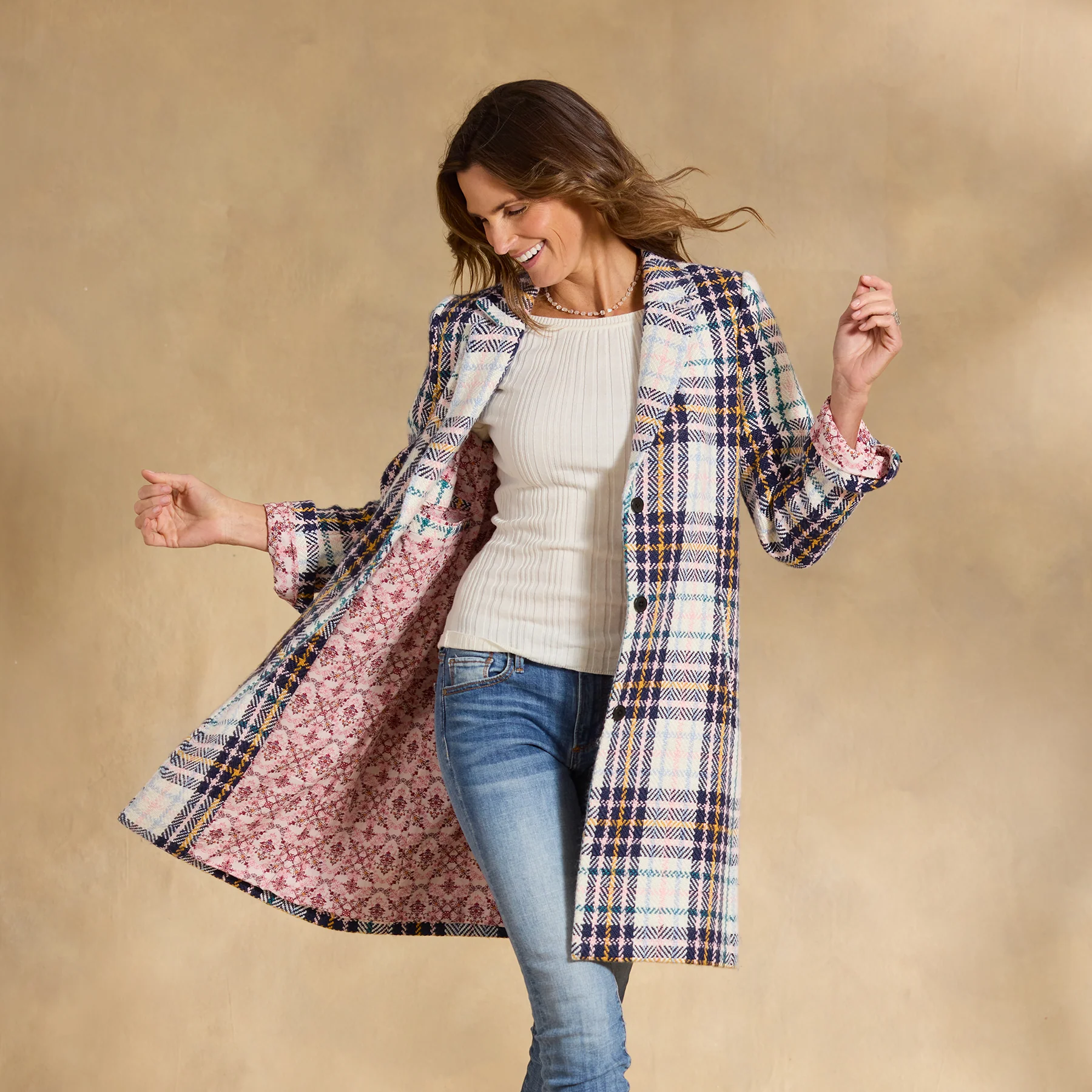 Delilah Plaid Coat, Petite