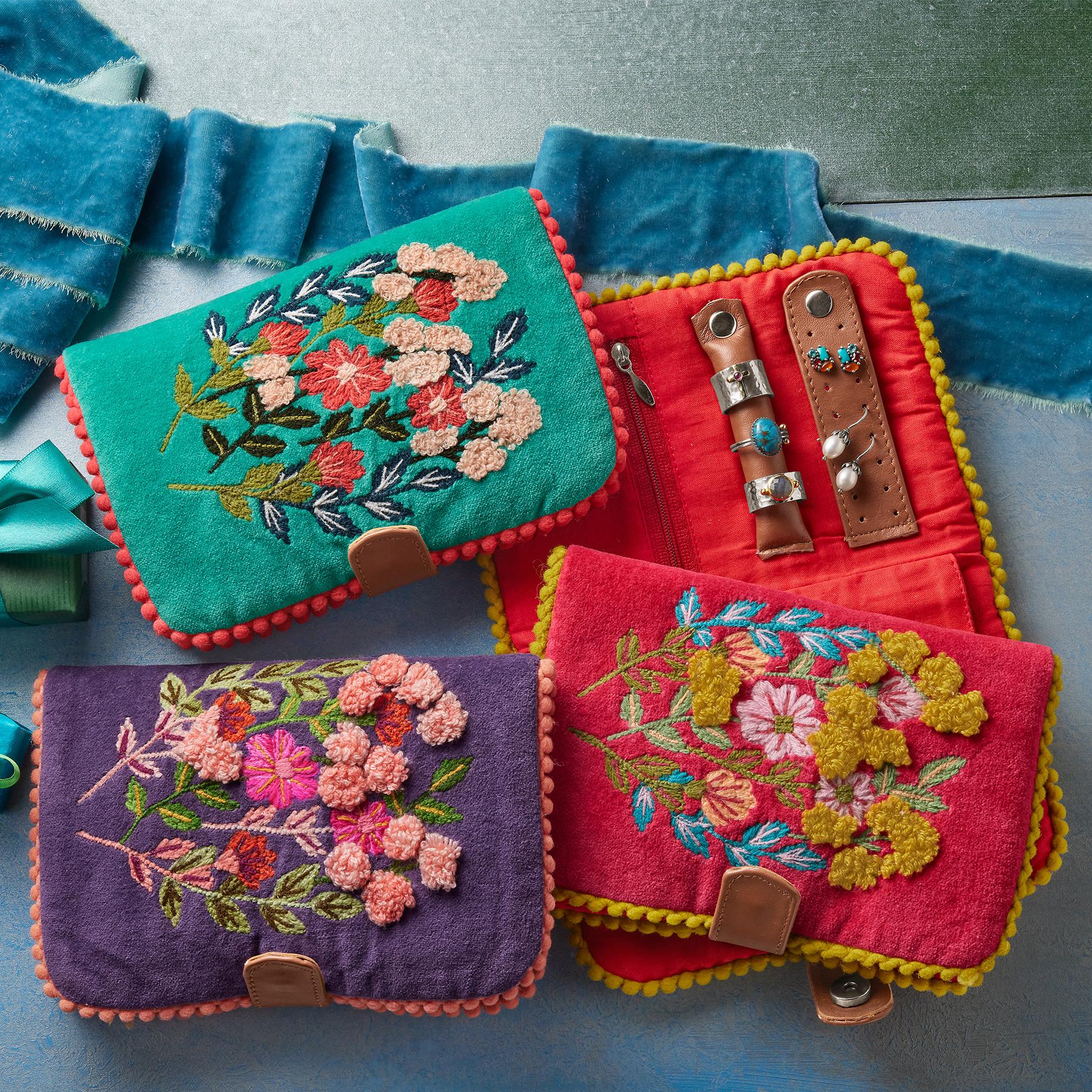 Embroidered Blooms Jewelry Organizer