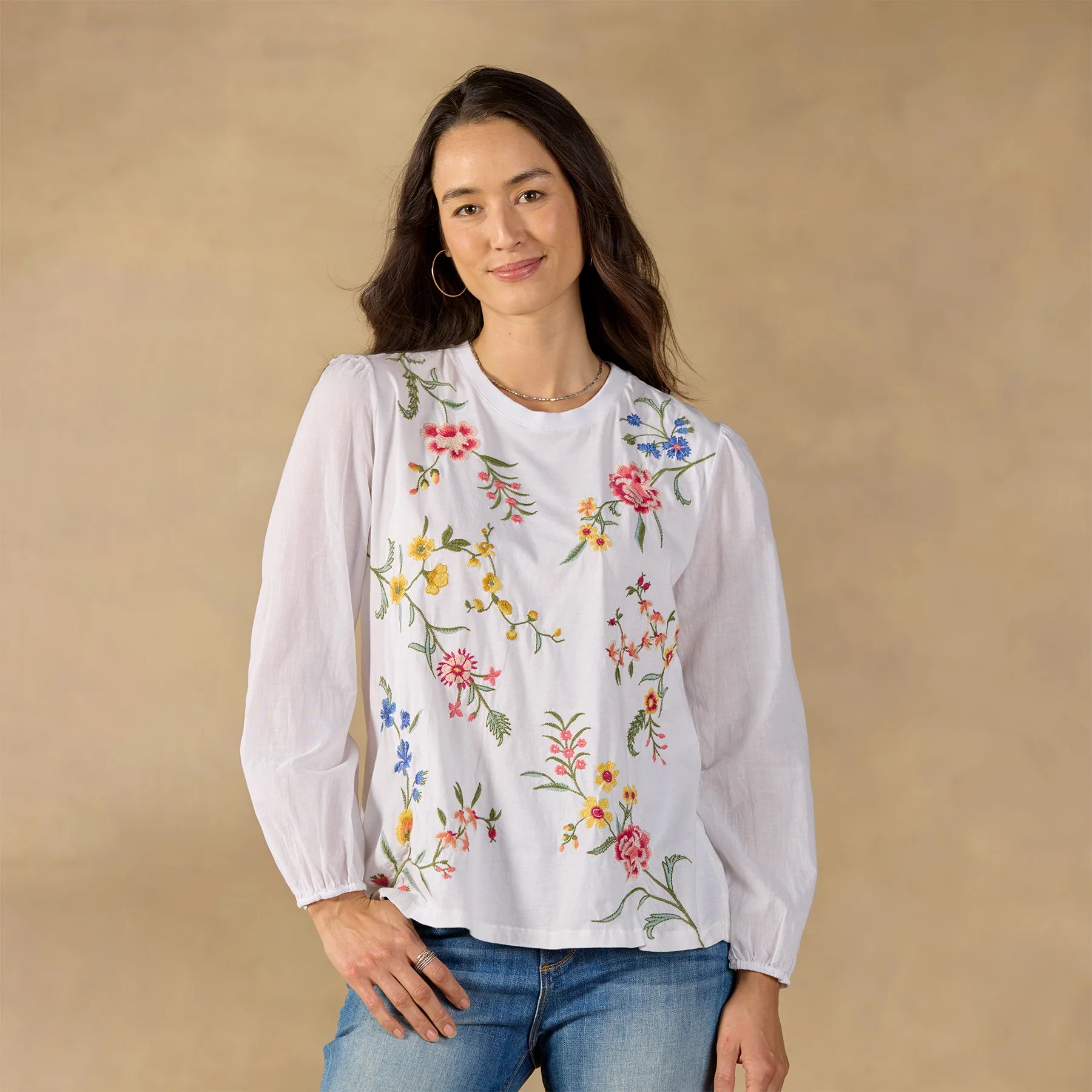 Sophia Mixed-Media Top, Petite