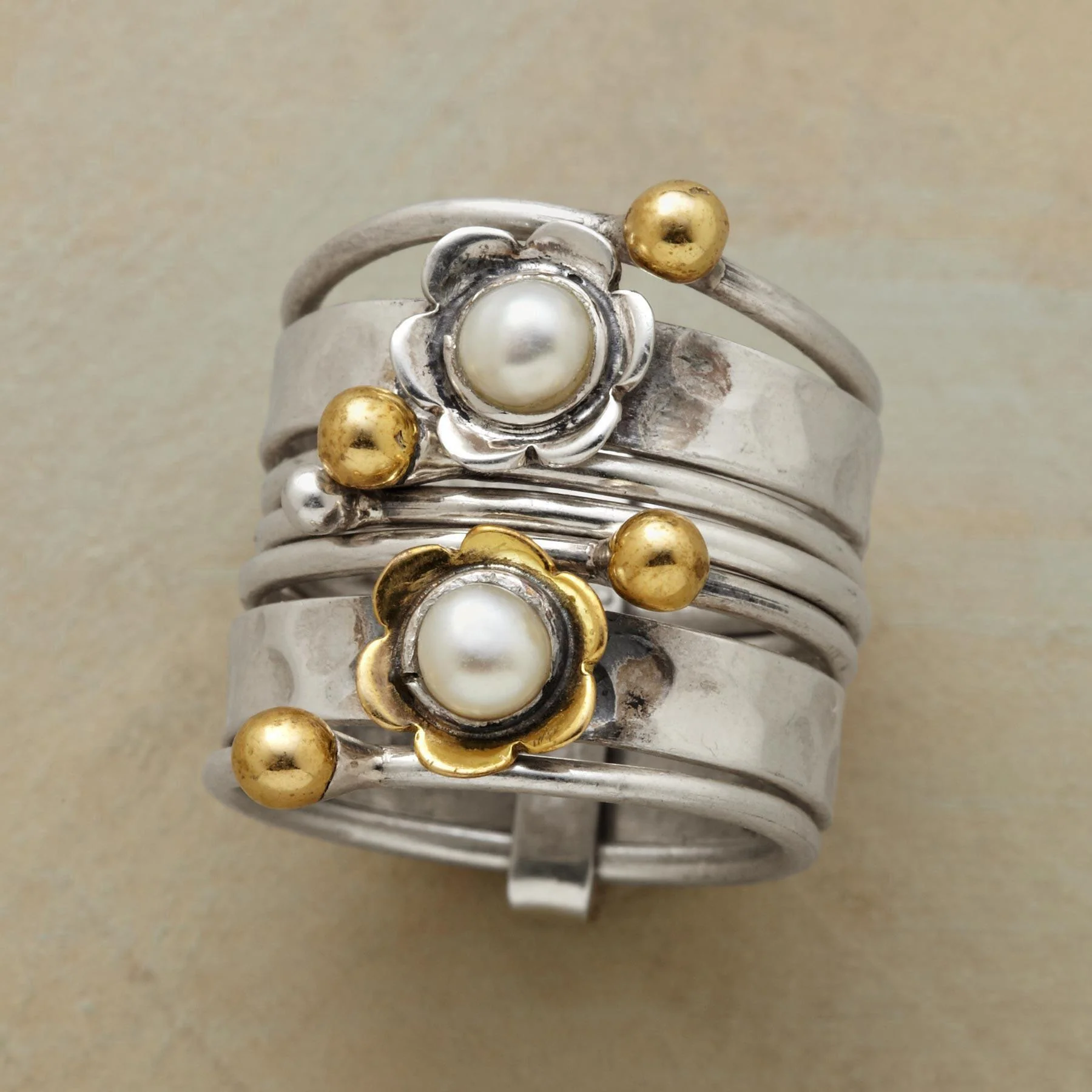 Pearl Petal Stack Rings