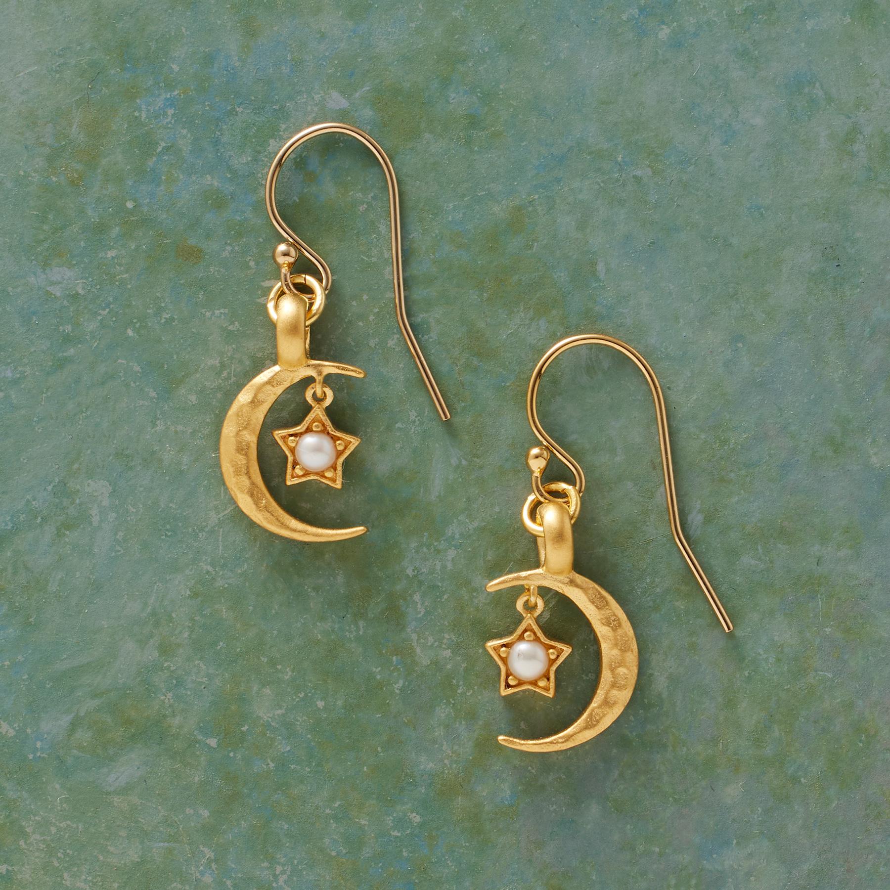Gold Plate Moon's Embrace Birthstone Earrings