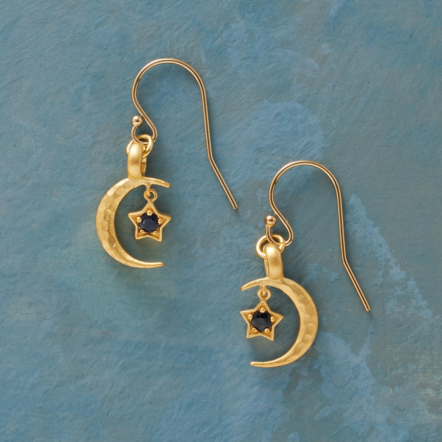 Gold Plate Moon's Embrace Birthstone Earrings