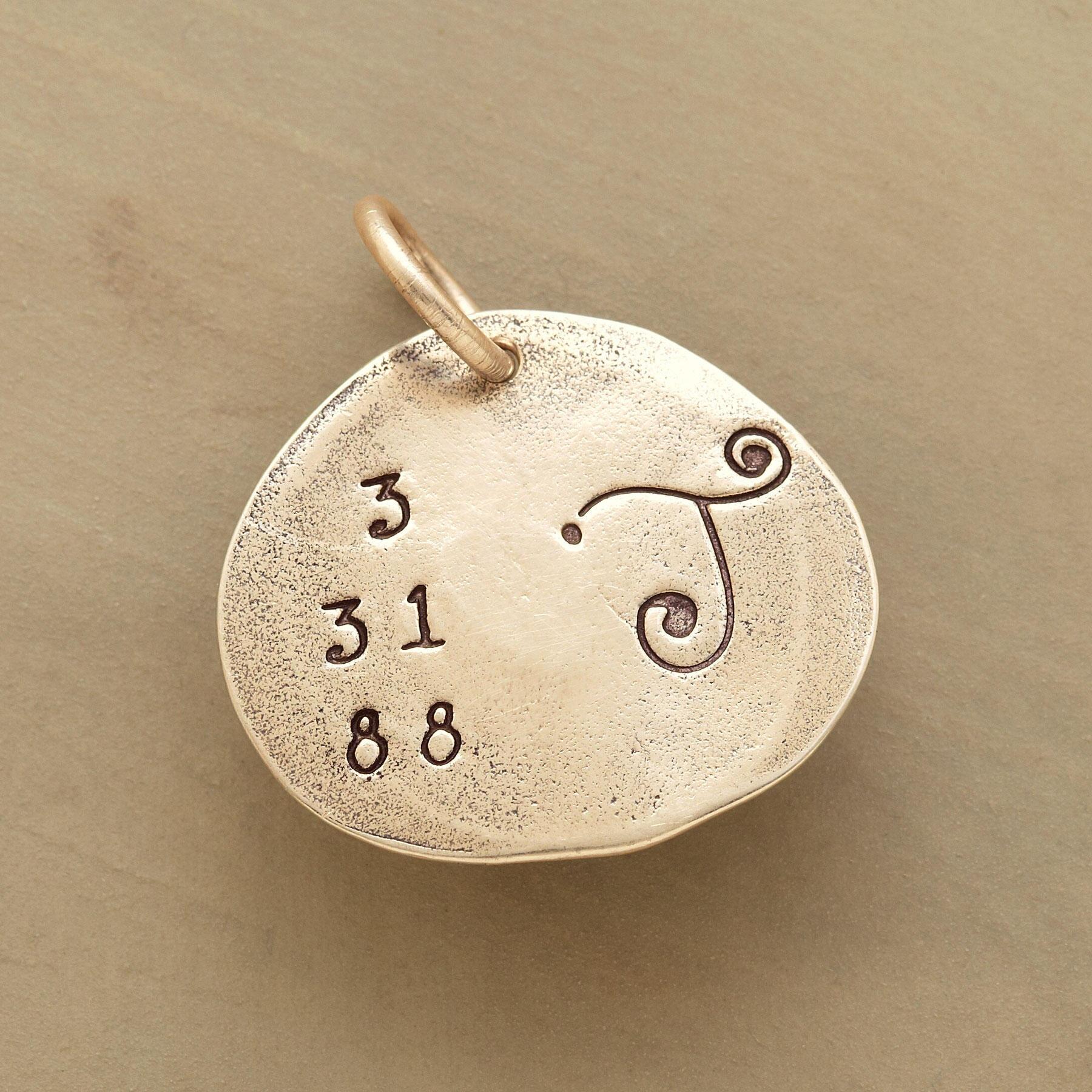 Gold Date And Initial Charm