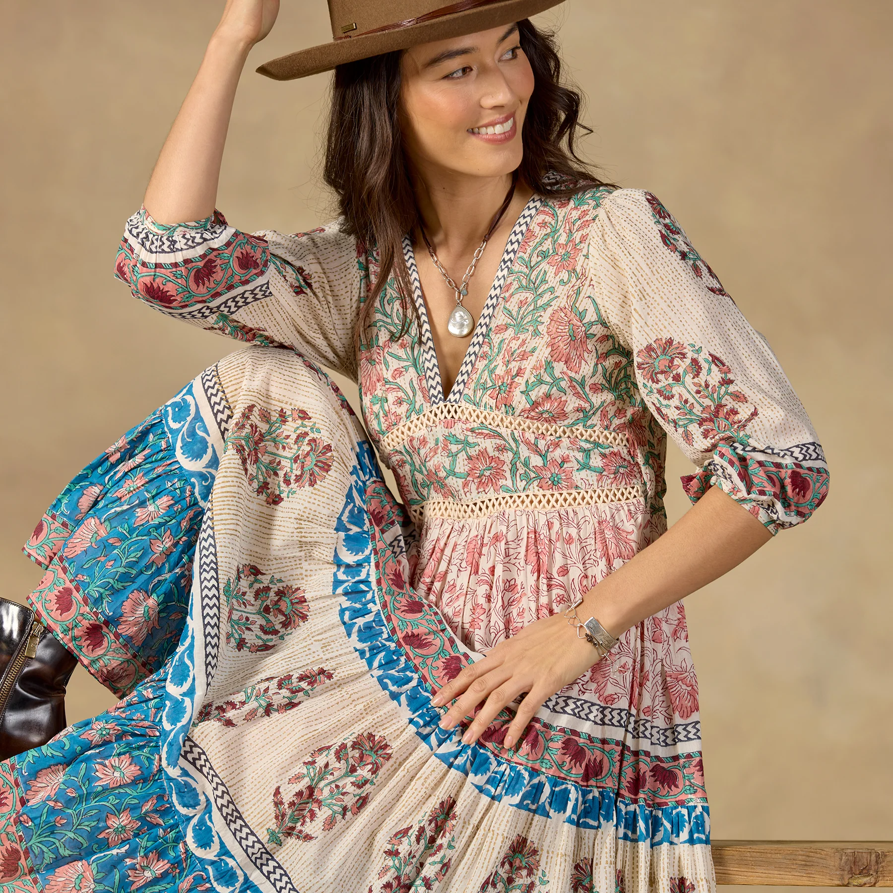 Peacock Flare Midi Dress