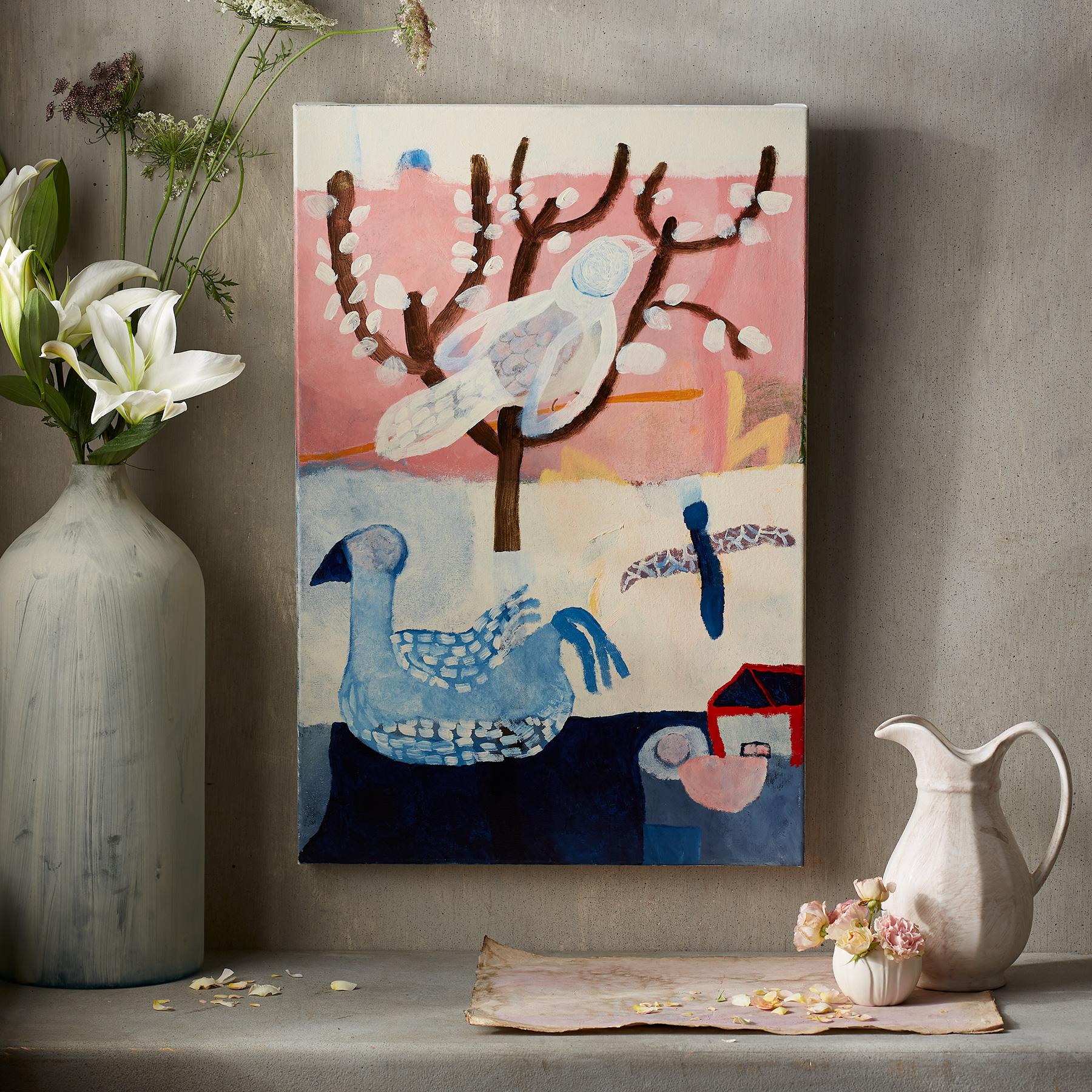 Blue Pond At Morning Painting