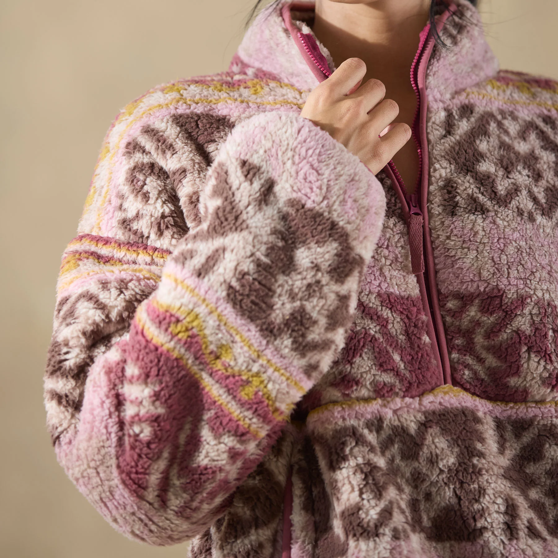 Printed Heidi Sherpa Pullover, Petite