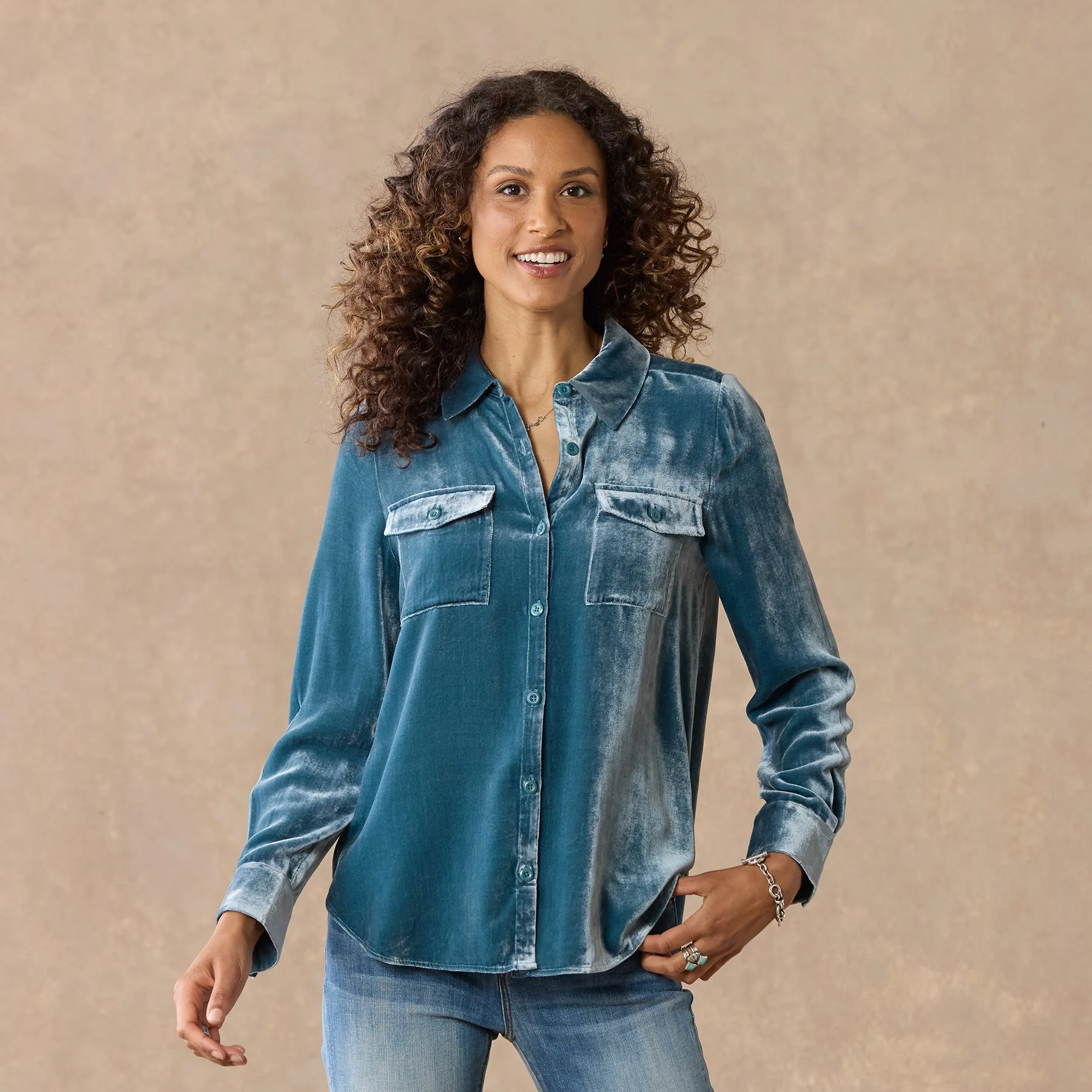 Juliana Velvet Shirt, Petite