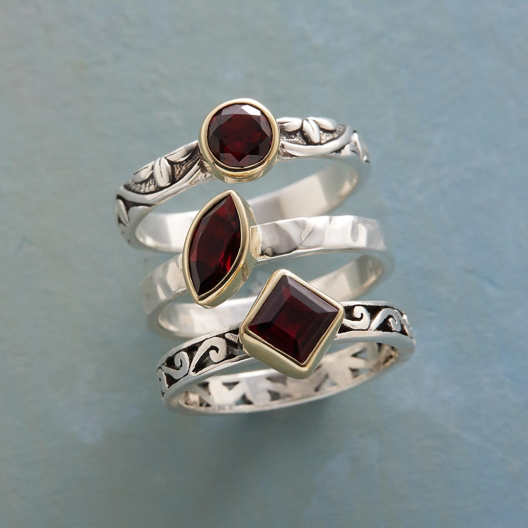 Variations Garnet Ring Trio