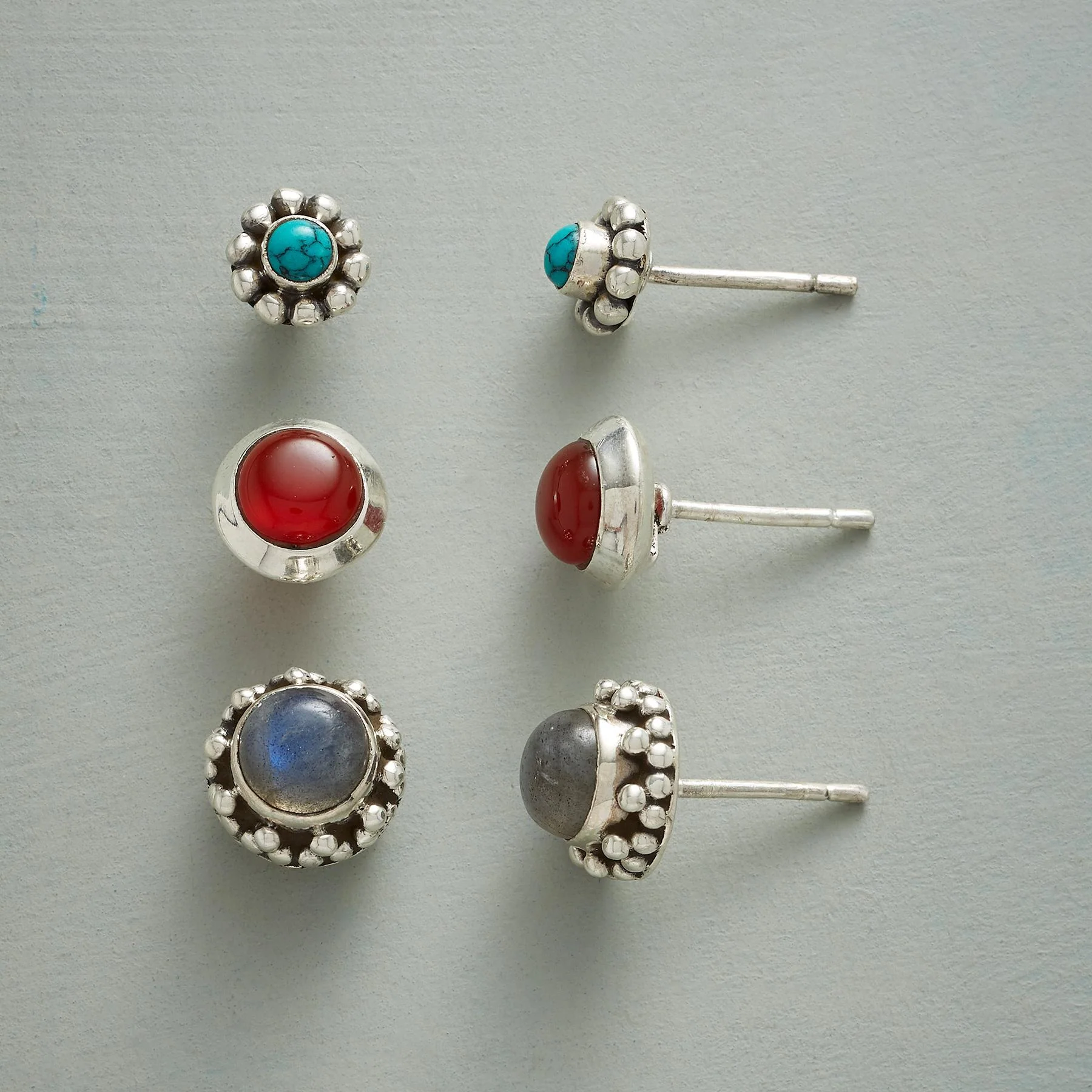 Circle The Gemstones Earring Trio