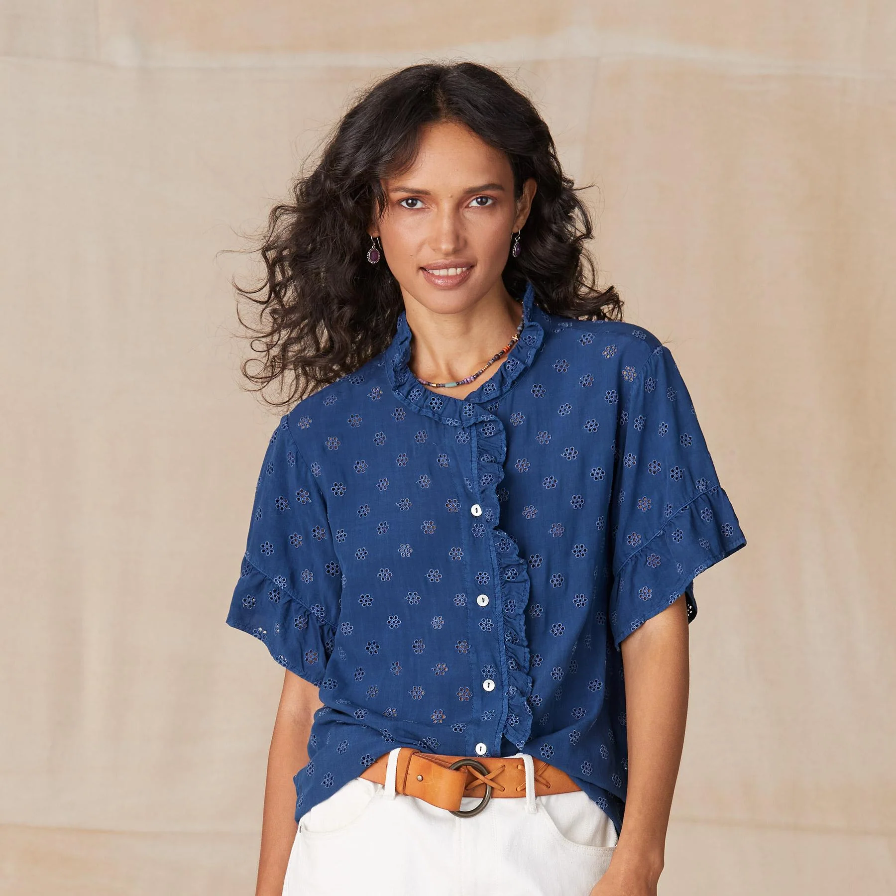 Bree Eyelet Ruffle Shirt