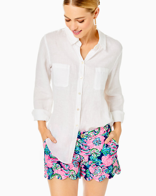 Sea View Linen Button Down Top | Lilly Pulitzer Outlet | Lilly Pulitzer Outlet