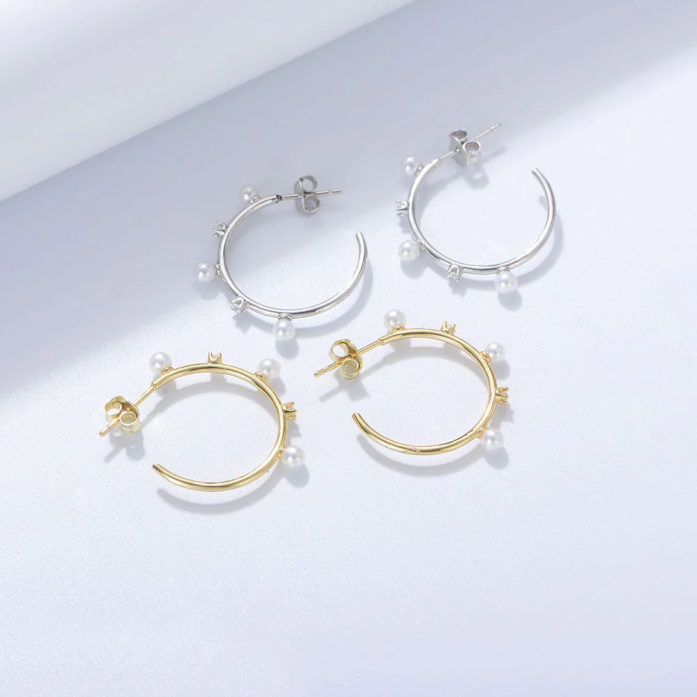 Unique Zircon Pearl Hoops Earring